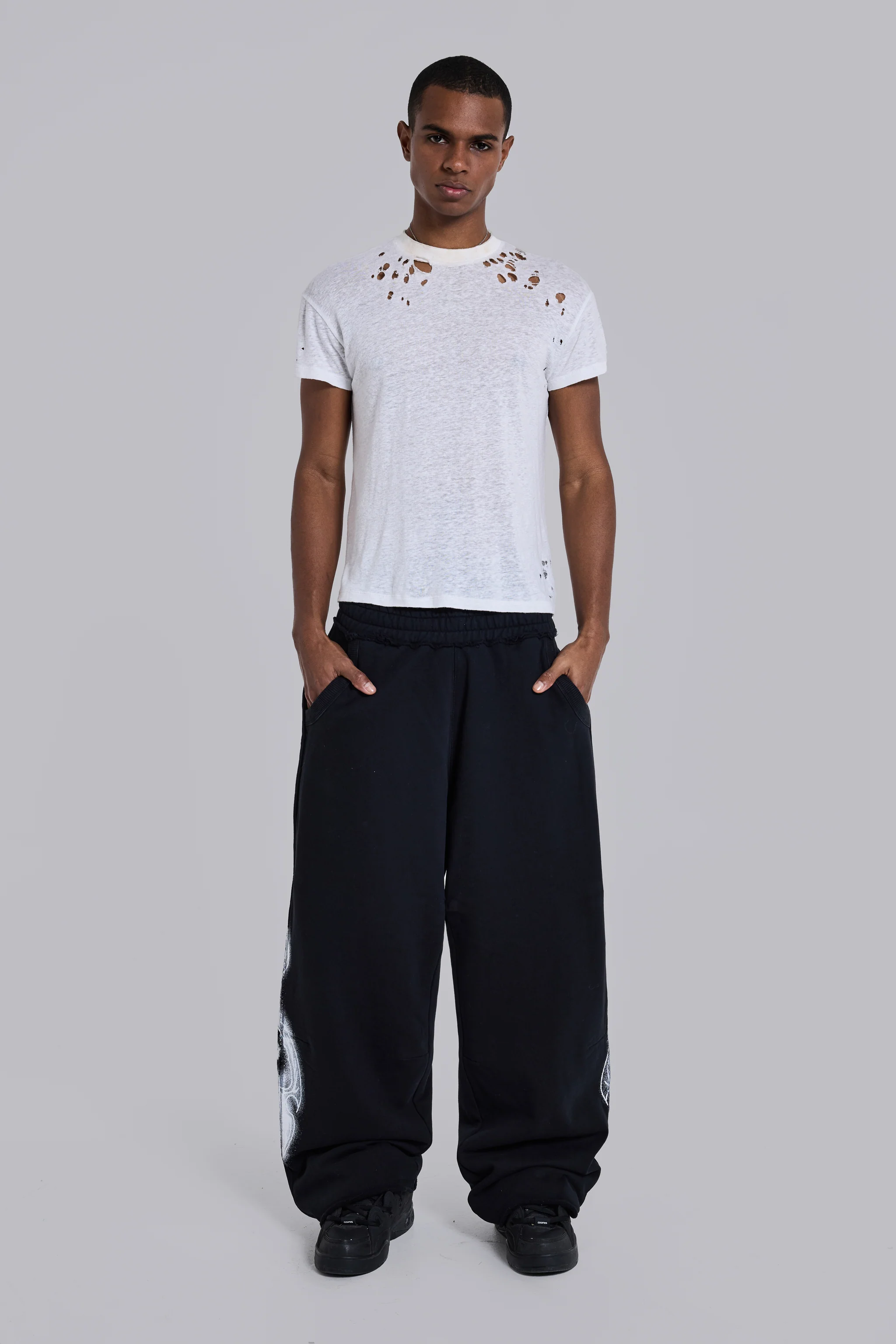 Black Gothic Print Baggy Monster Joggers - Image 4