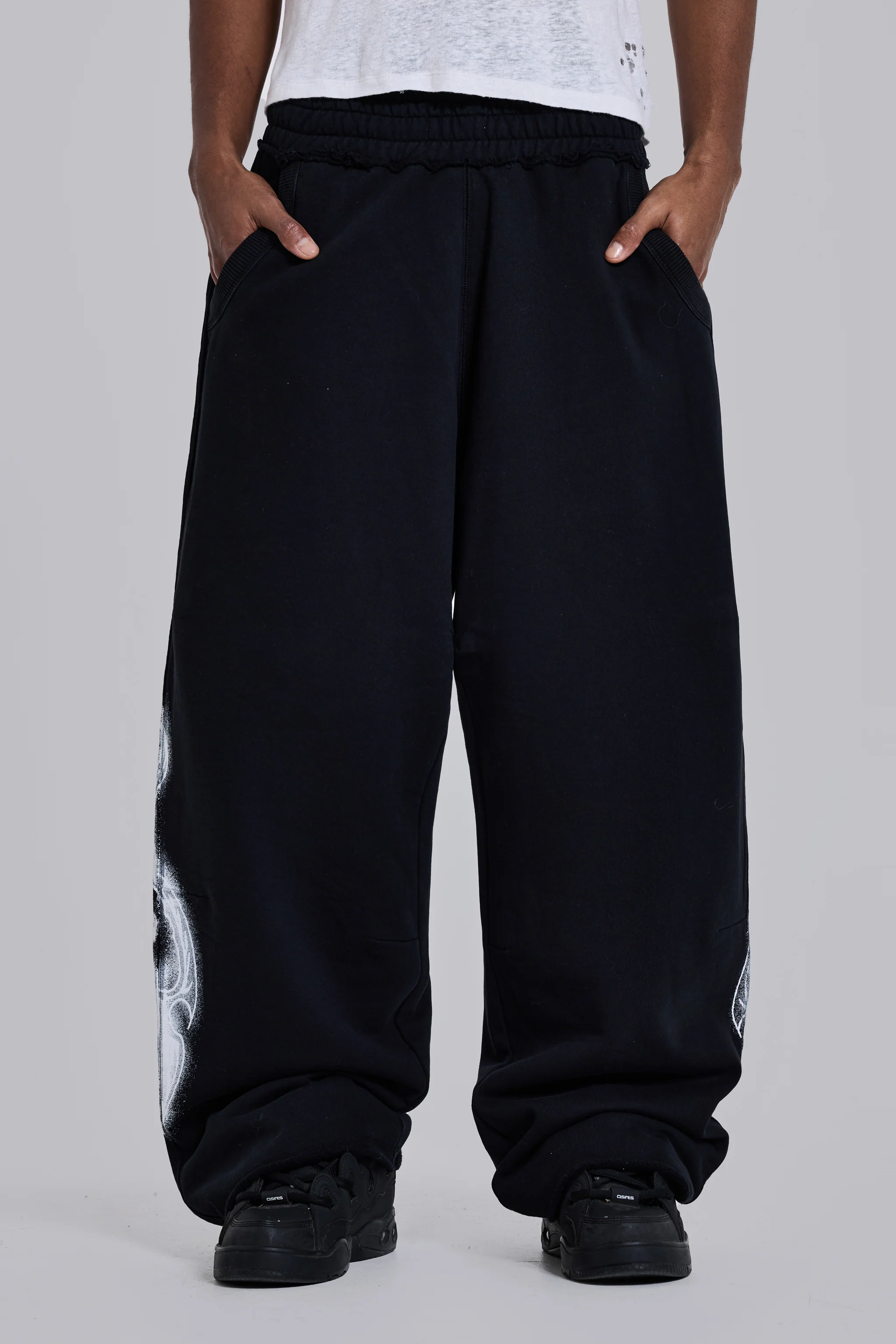Black Gothic Print Baggy Monster Joggers - Image 8