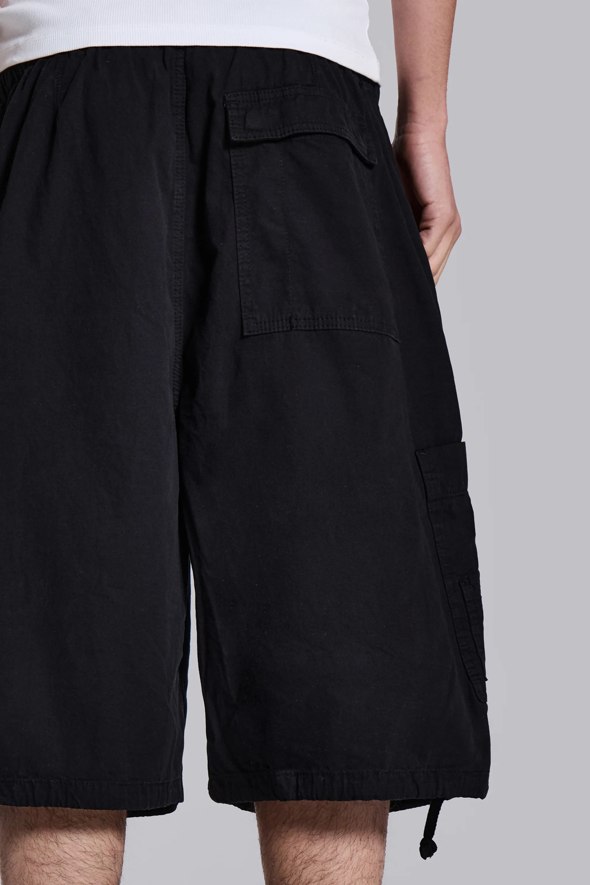 Black Parachute Cargo Baggy Shorts - Image 3
