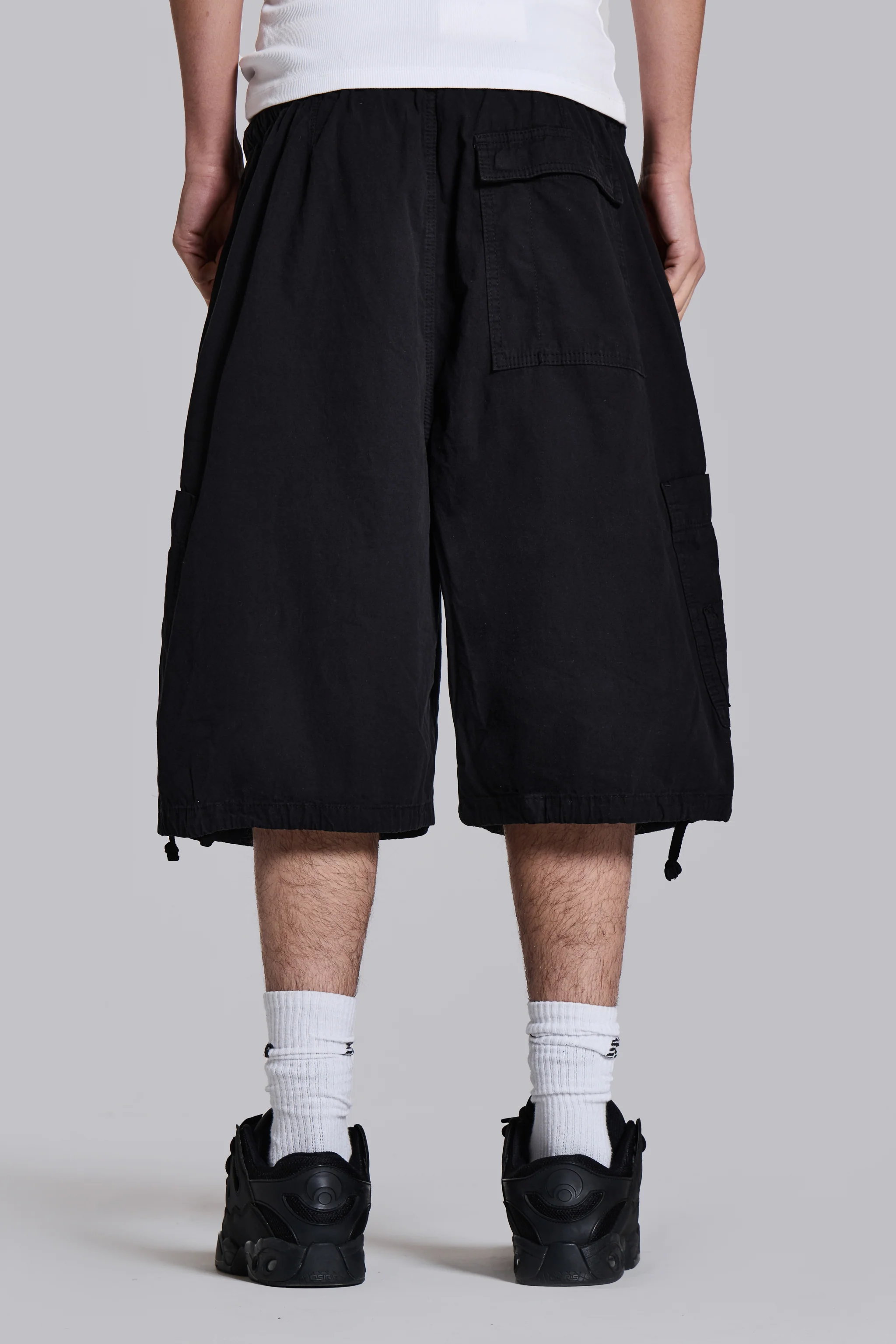 Black Parachute Cargo Baggy Shorts - Image 4
