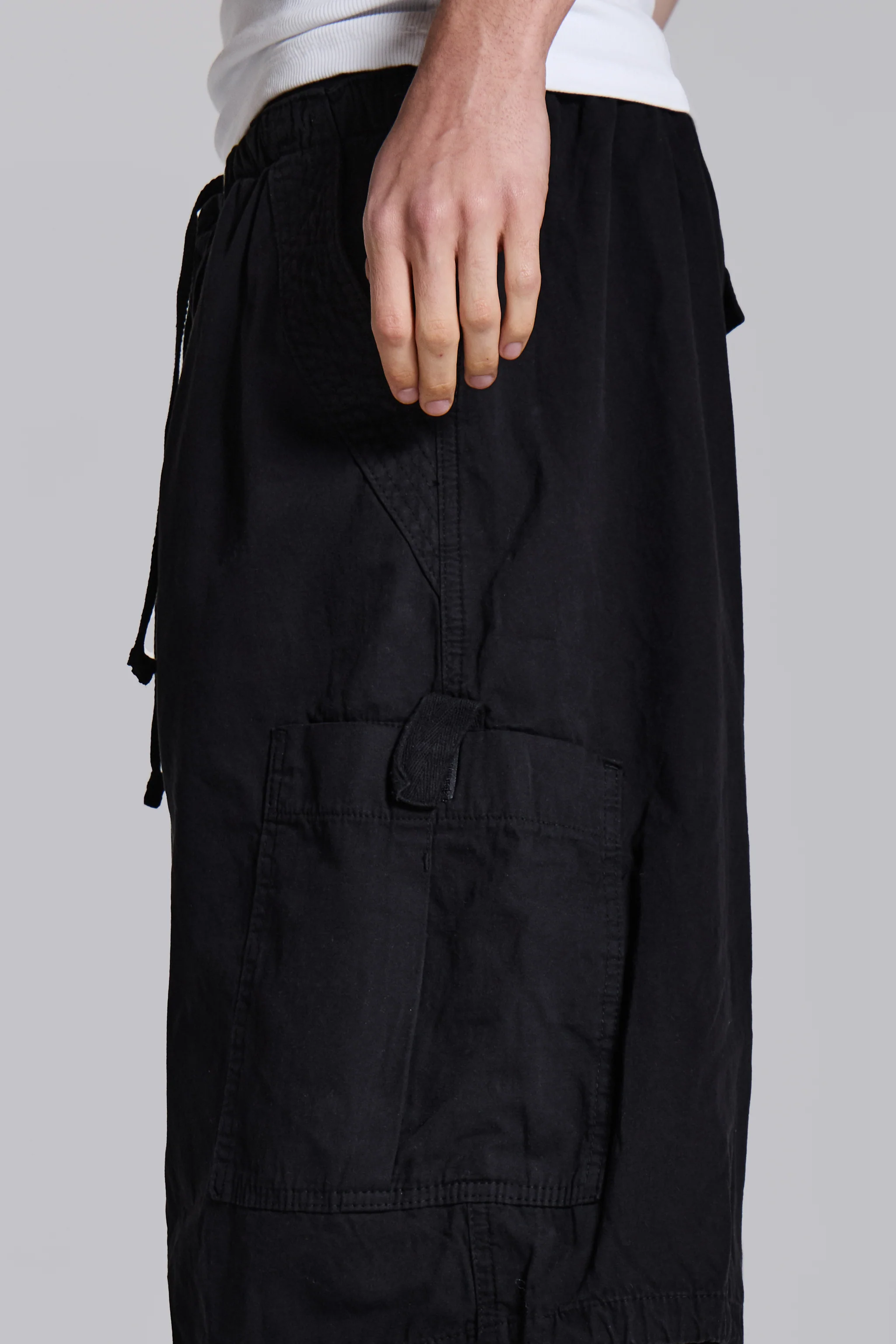 Black Parachute Cargo Baggy Shorts - Image 6