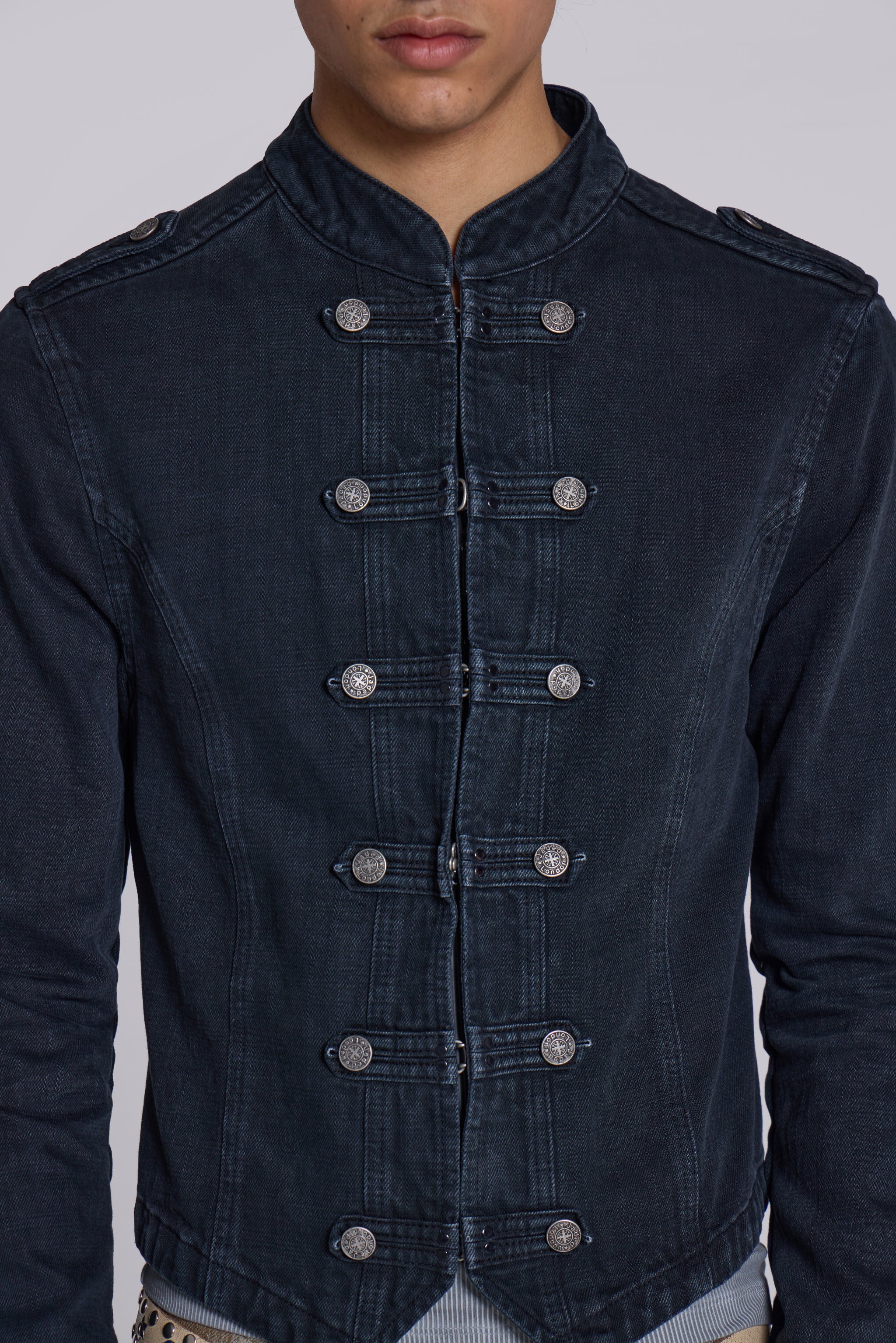 Rebel Military Jacket in Washed Black - Image 11