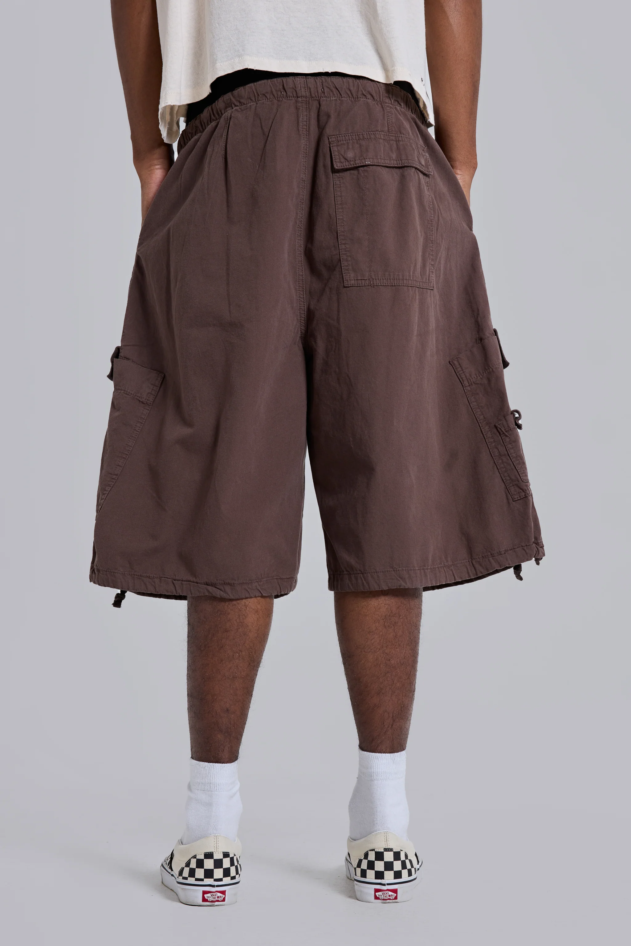 Brown Parachute Cargo Baggy Shorts - Image 3