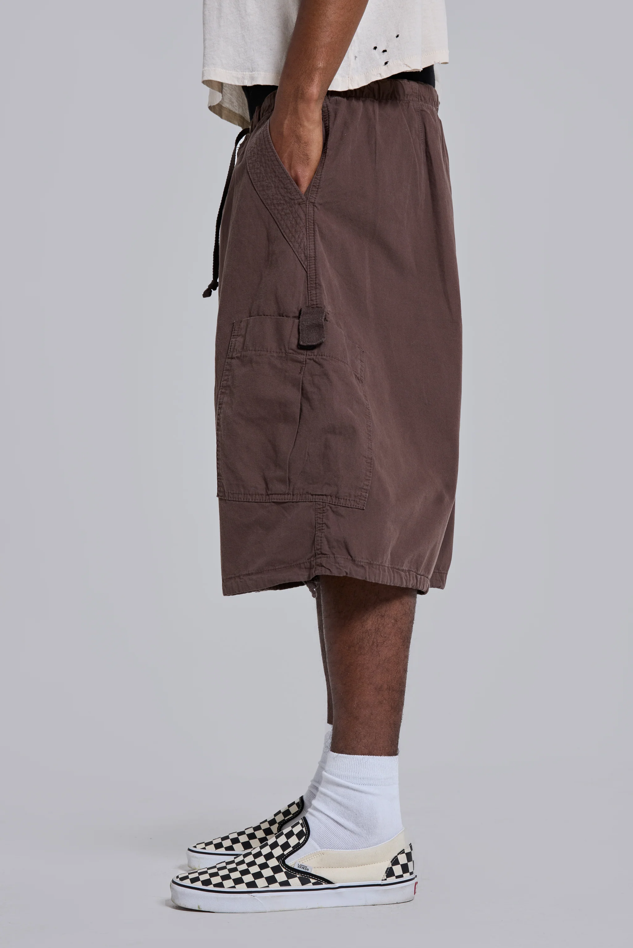 Brown Parachute Cargo Baggy Shorts - Image 4