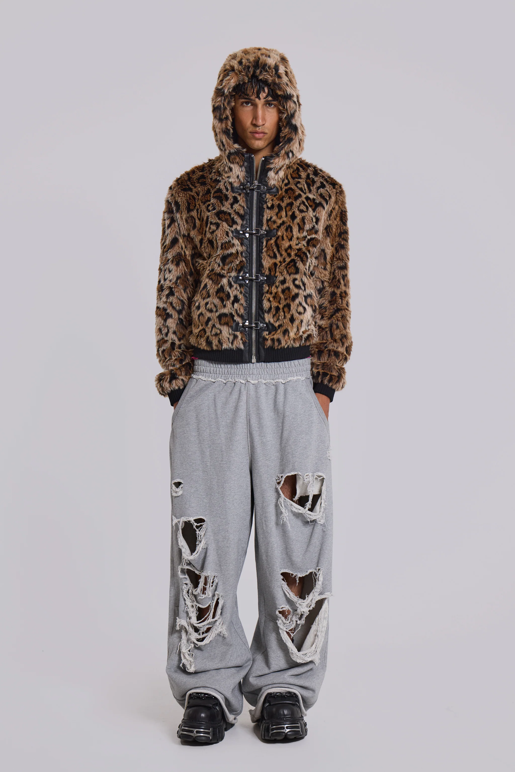 Distressed Grey Marl Baggy Monster Joggers - Image 7