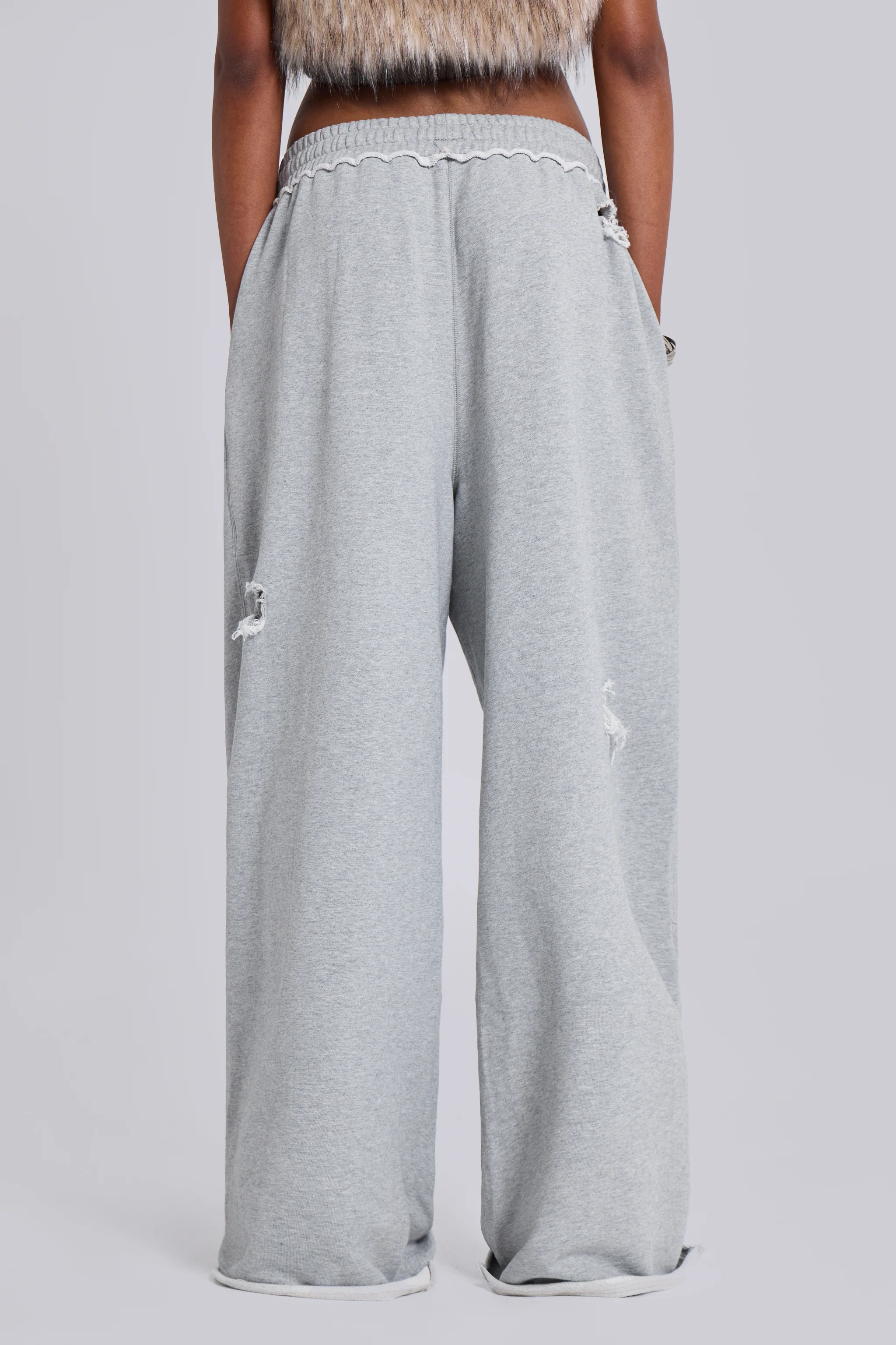 Distressed Grey Marl Baggy Monster Joggers - Image 3