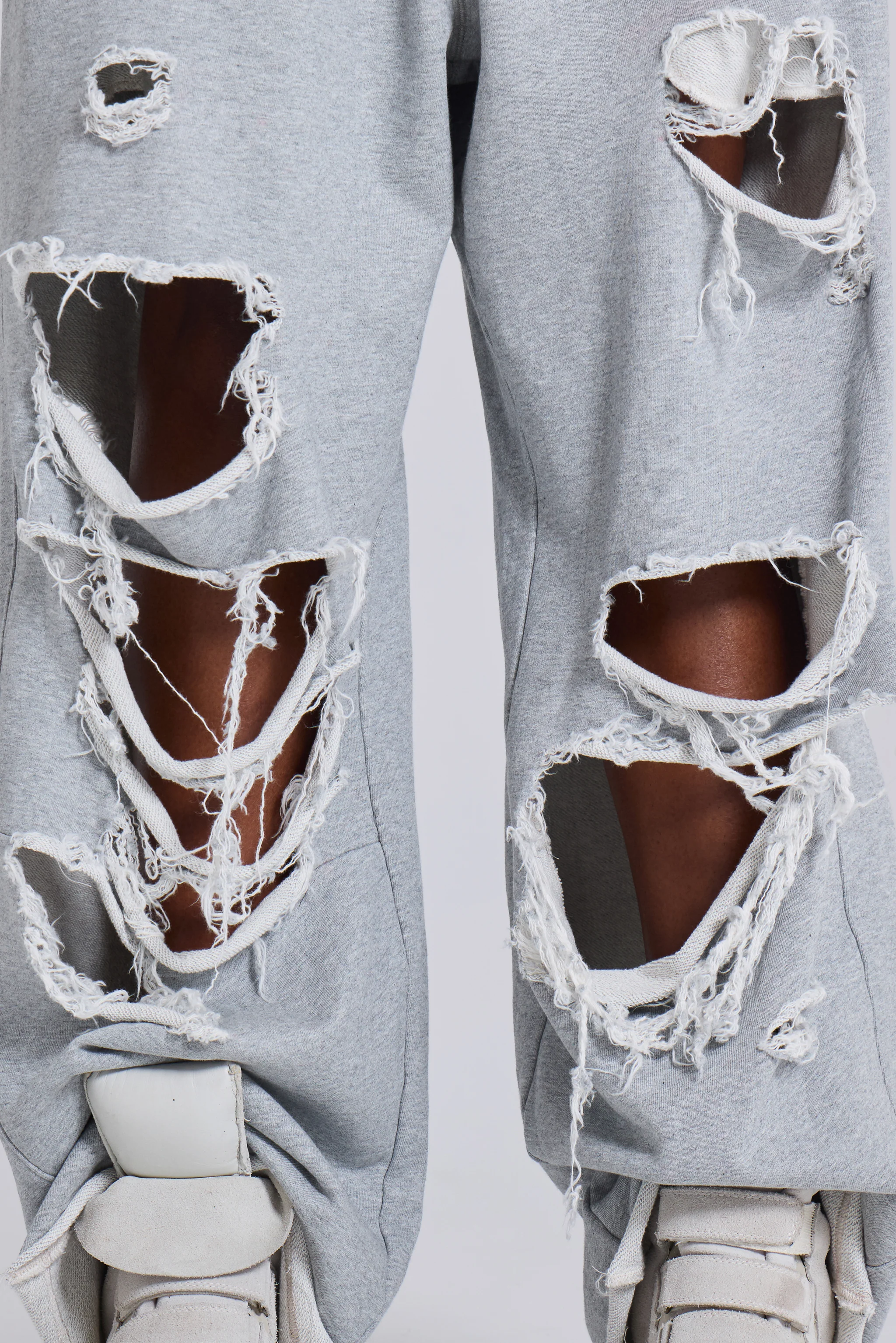 Distressed Grey Marl Baggy Monster Joggers - Image 6