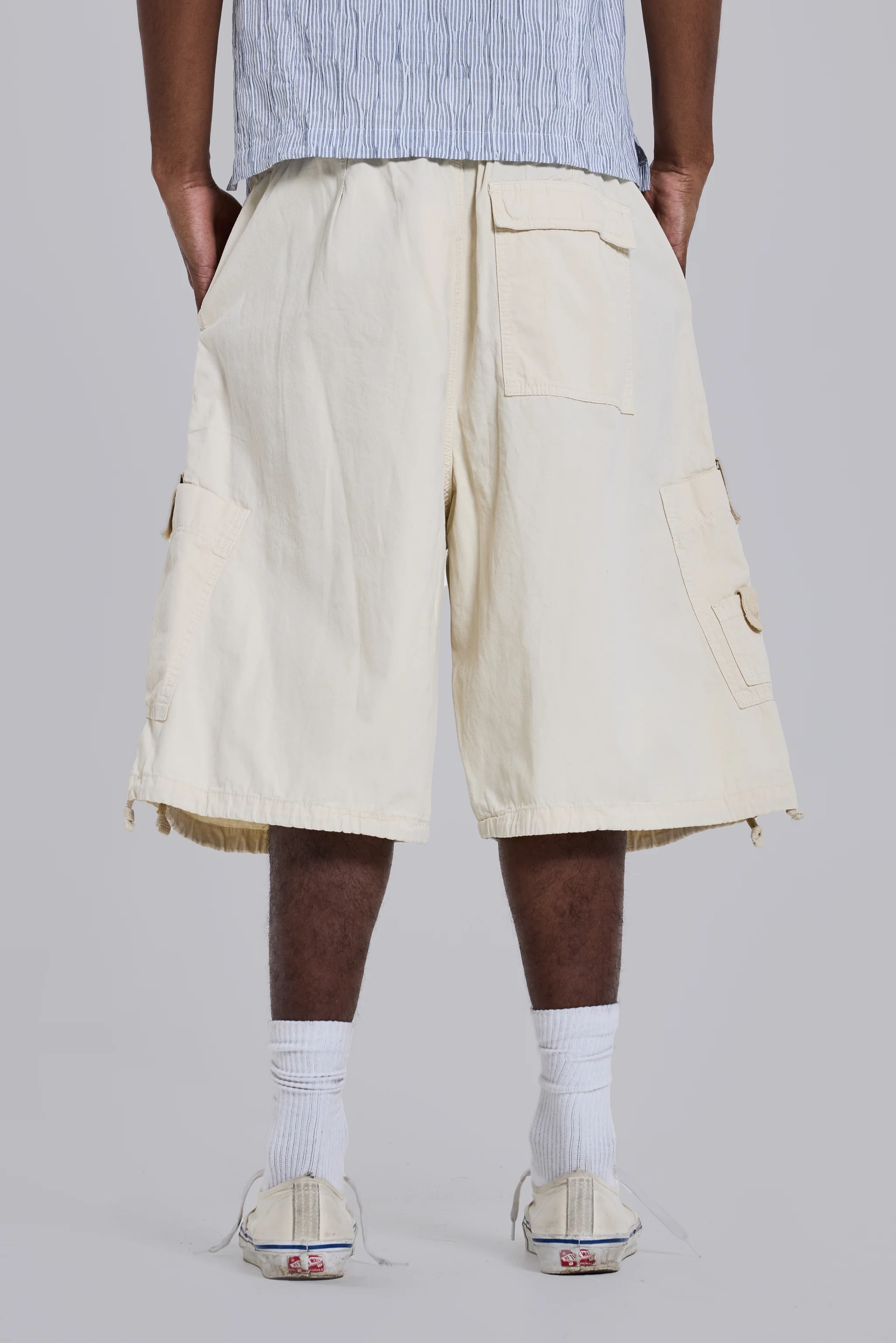 Ecru Parachute Cargo Baggy Shorts - Image 4