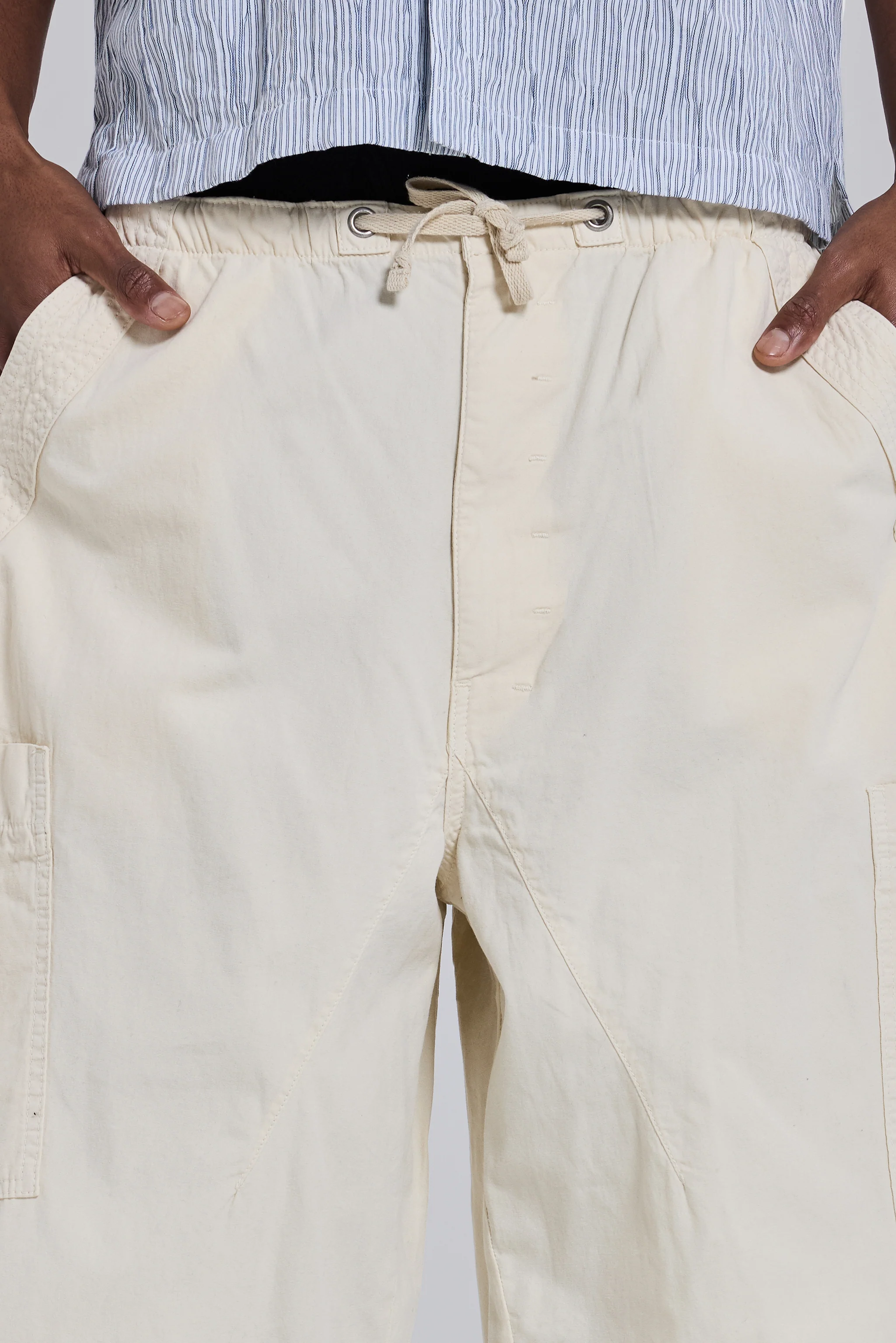 Ecru Parachute Cargo Baggy Shorts - Image 5
