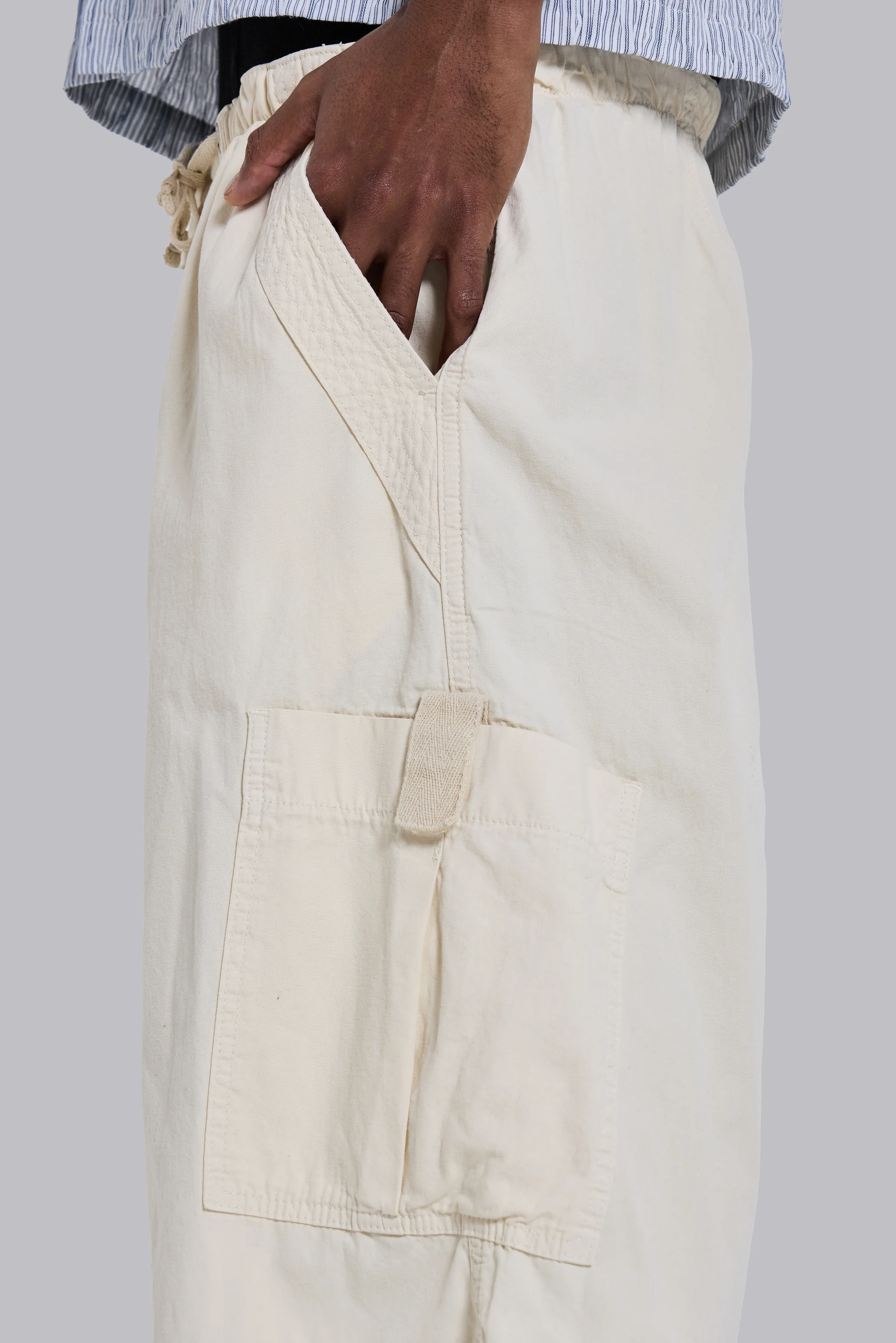 Ecru Parachute Cargo Baggy Shorts - Image 7