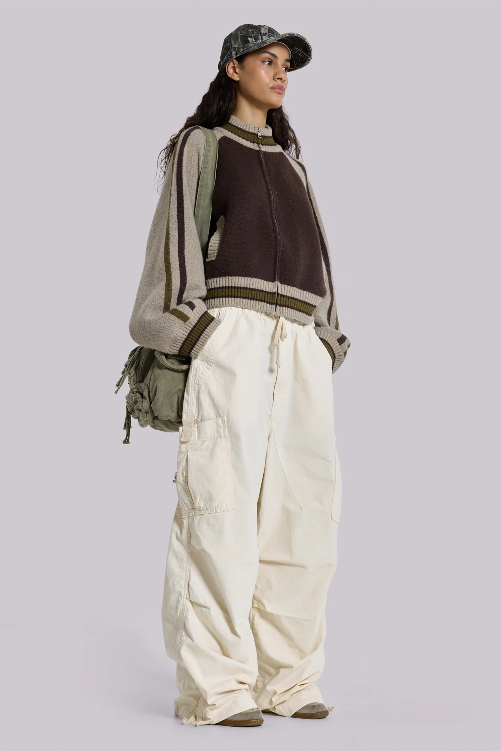 Ecru Parachute Cargo Pants - Image 12