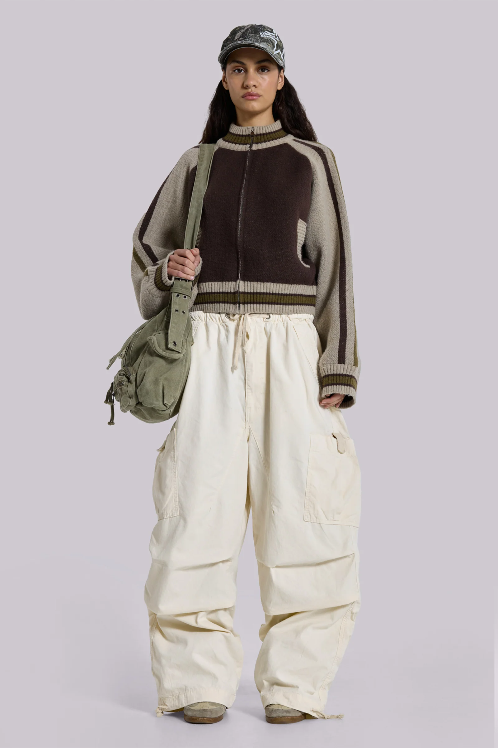 Ecru Parachute Cargo Pants - Image 13