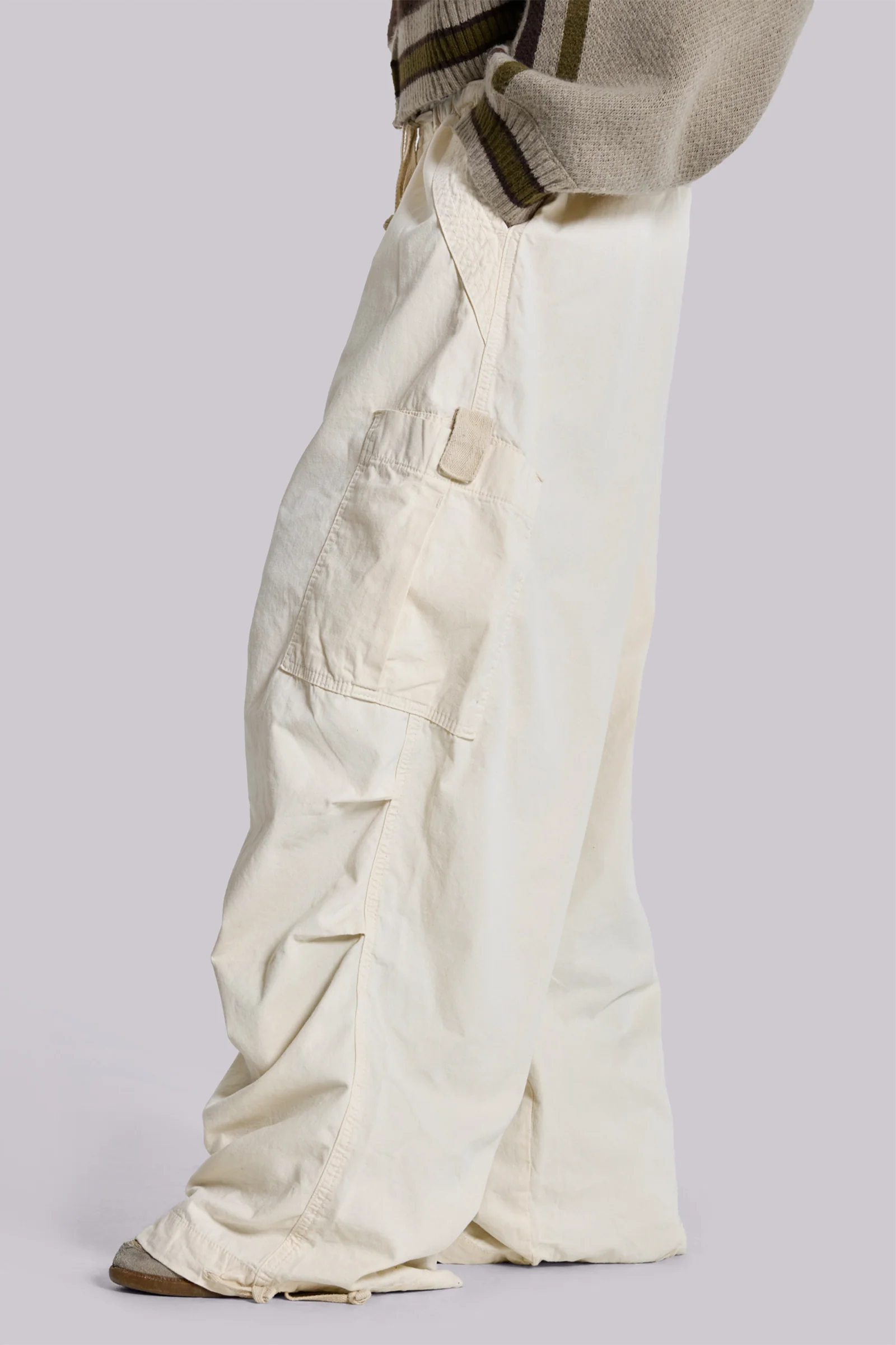 Ecru Parachute Cargo Pants - Image 15