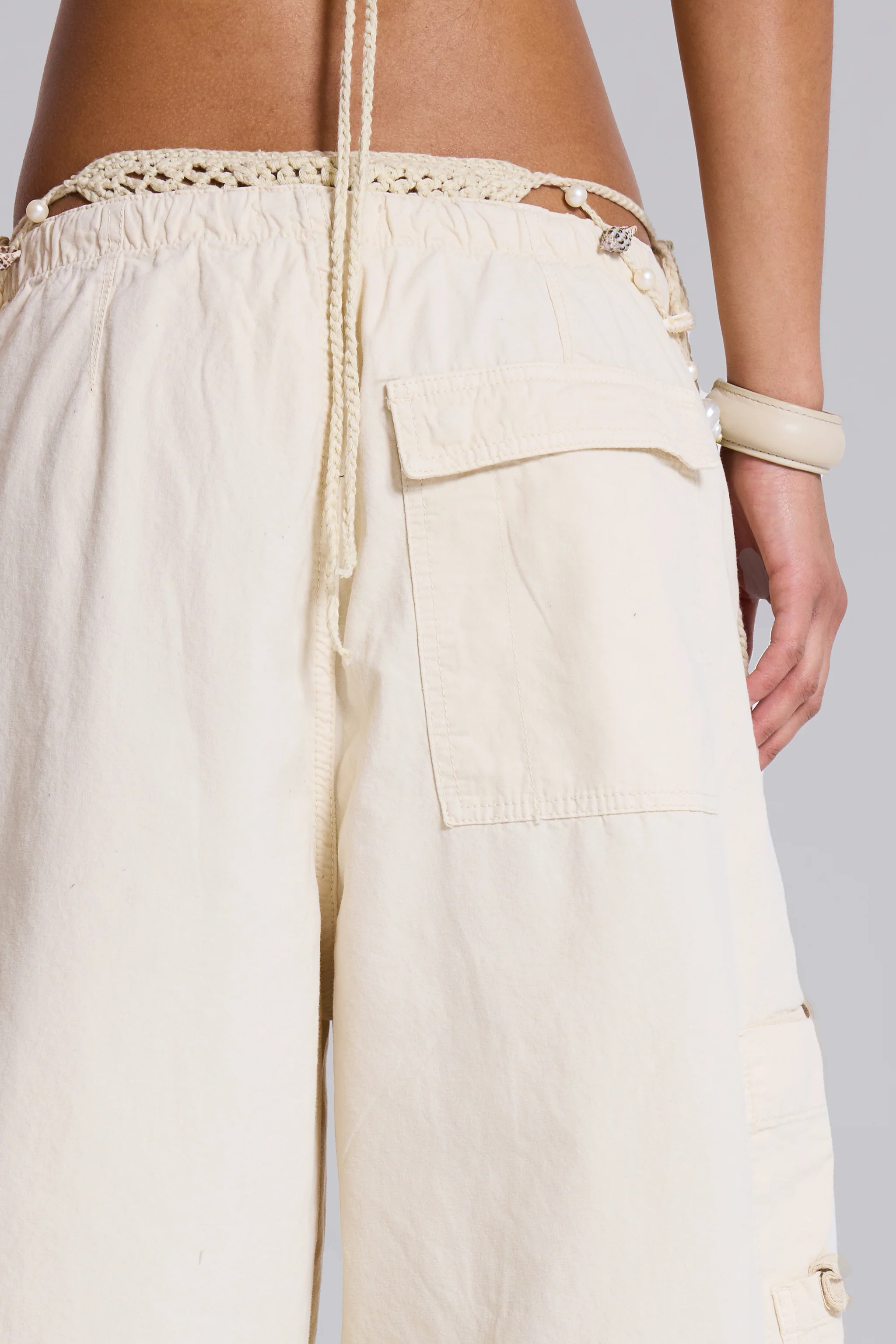 Ecru Parachute Cargo Pants - Image 4