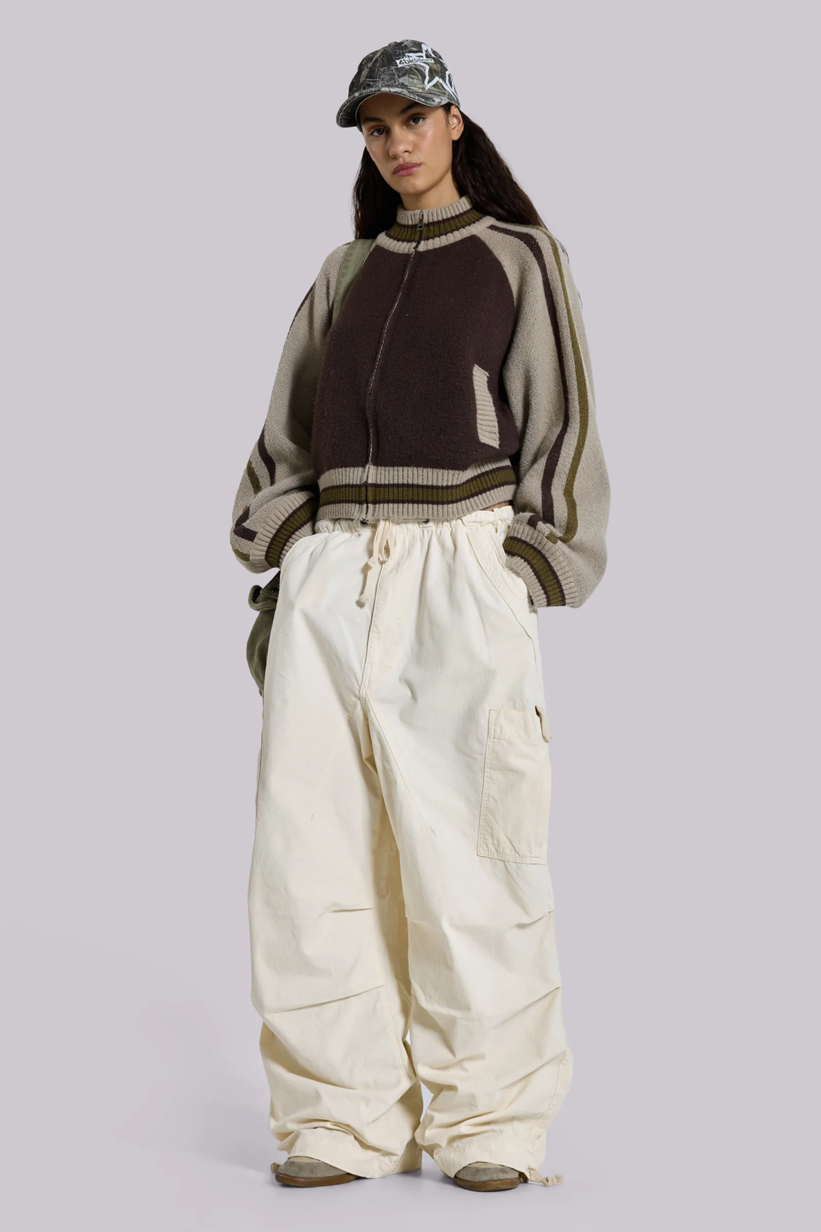 Ecru Parachute Cargo Pants - Image 9
