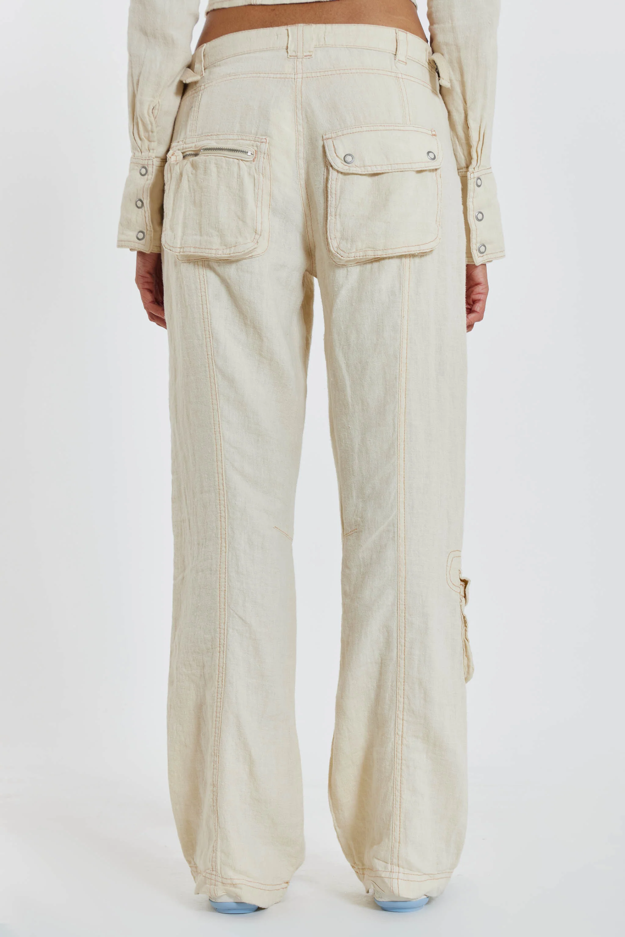 Santal Linen Cargo Trousers - Image 3