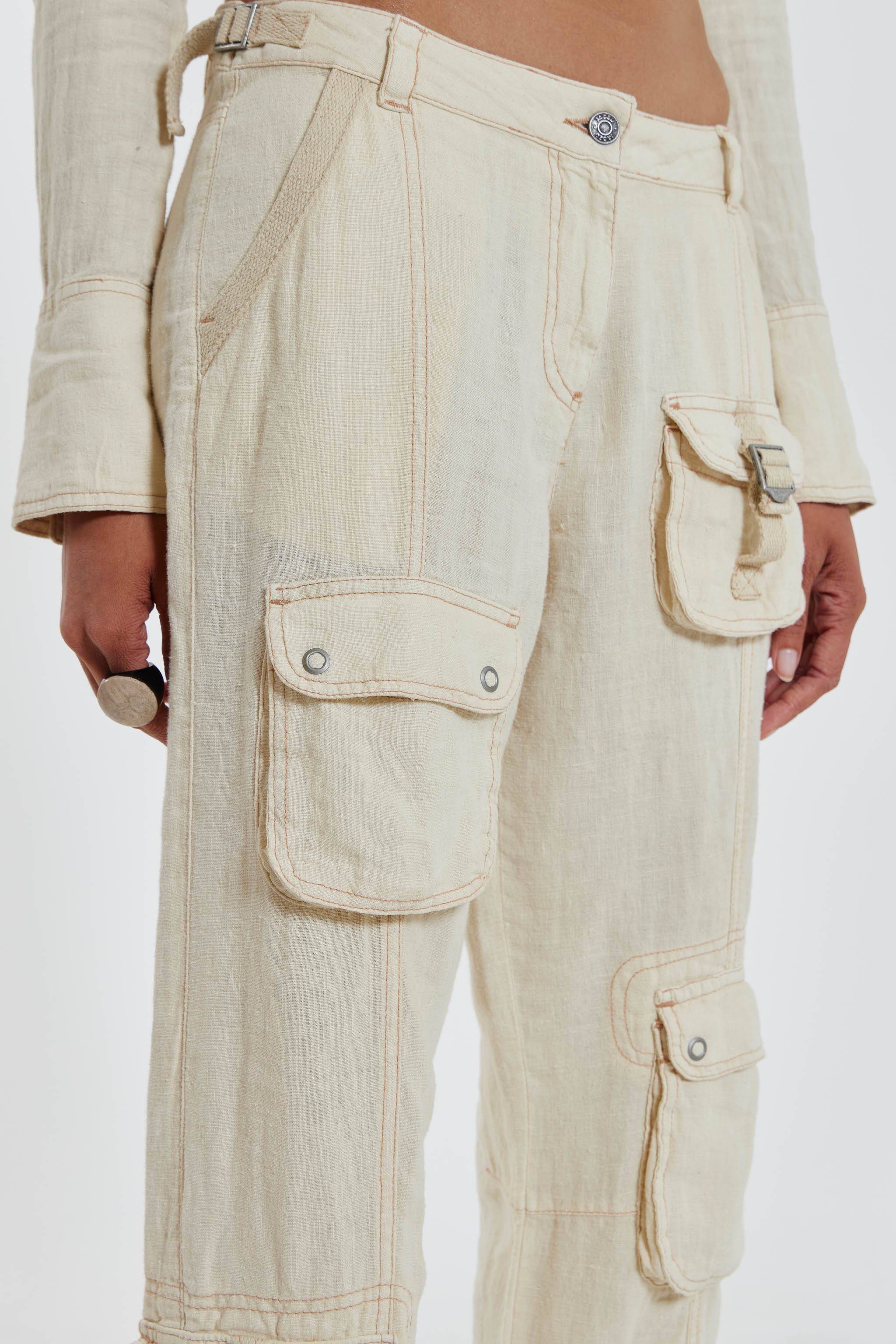 Santal Linen Cargo Trousers - Image 5