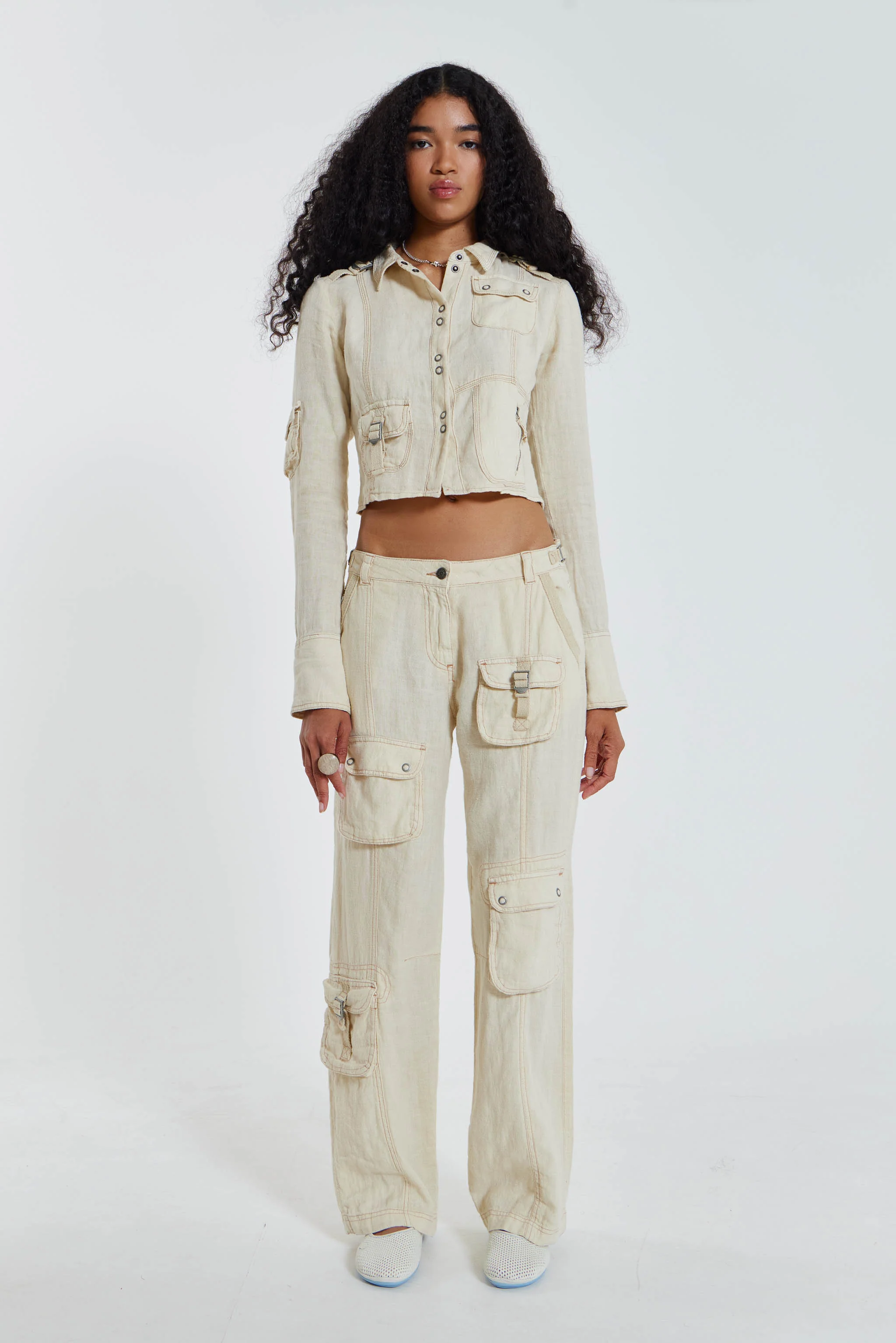 Santal Linen Cargo Trousers - Image 6