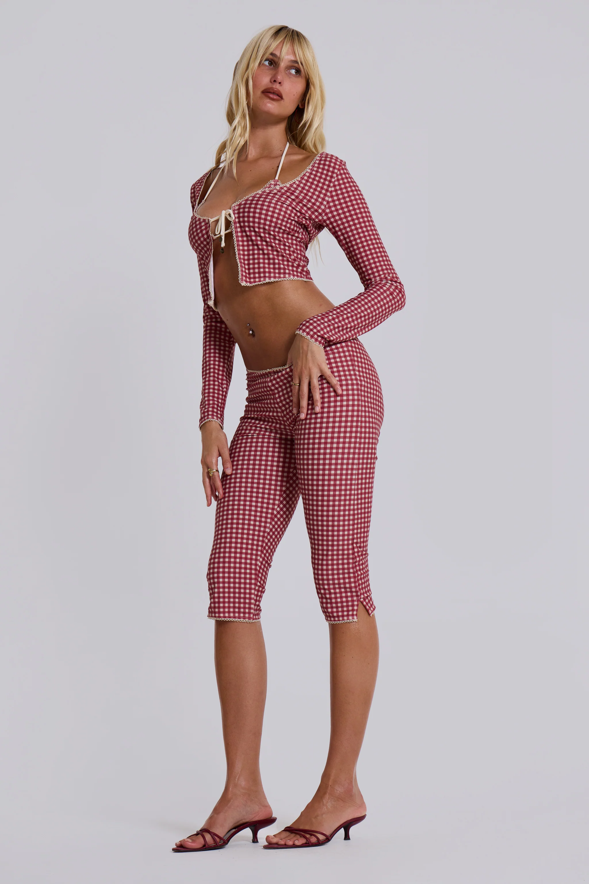 Freda Gingham Swim Capri Trousers - Image 5