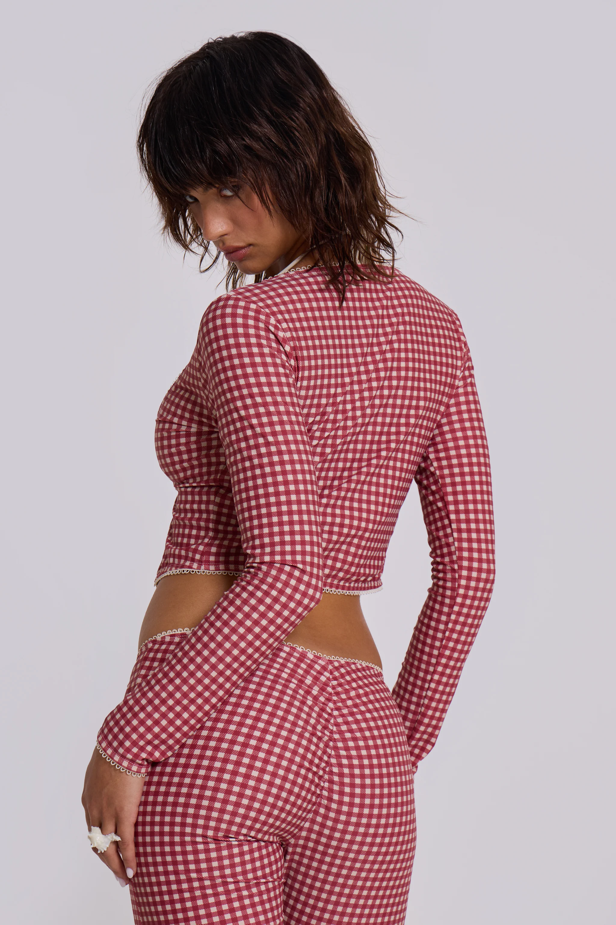 Freda Gingham Swim Cardigan Top - Image 10