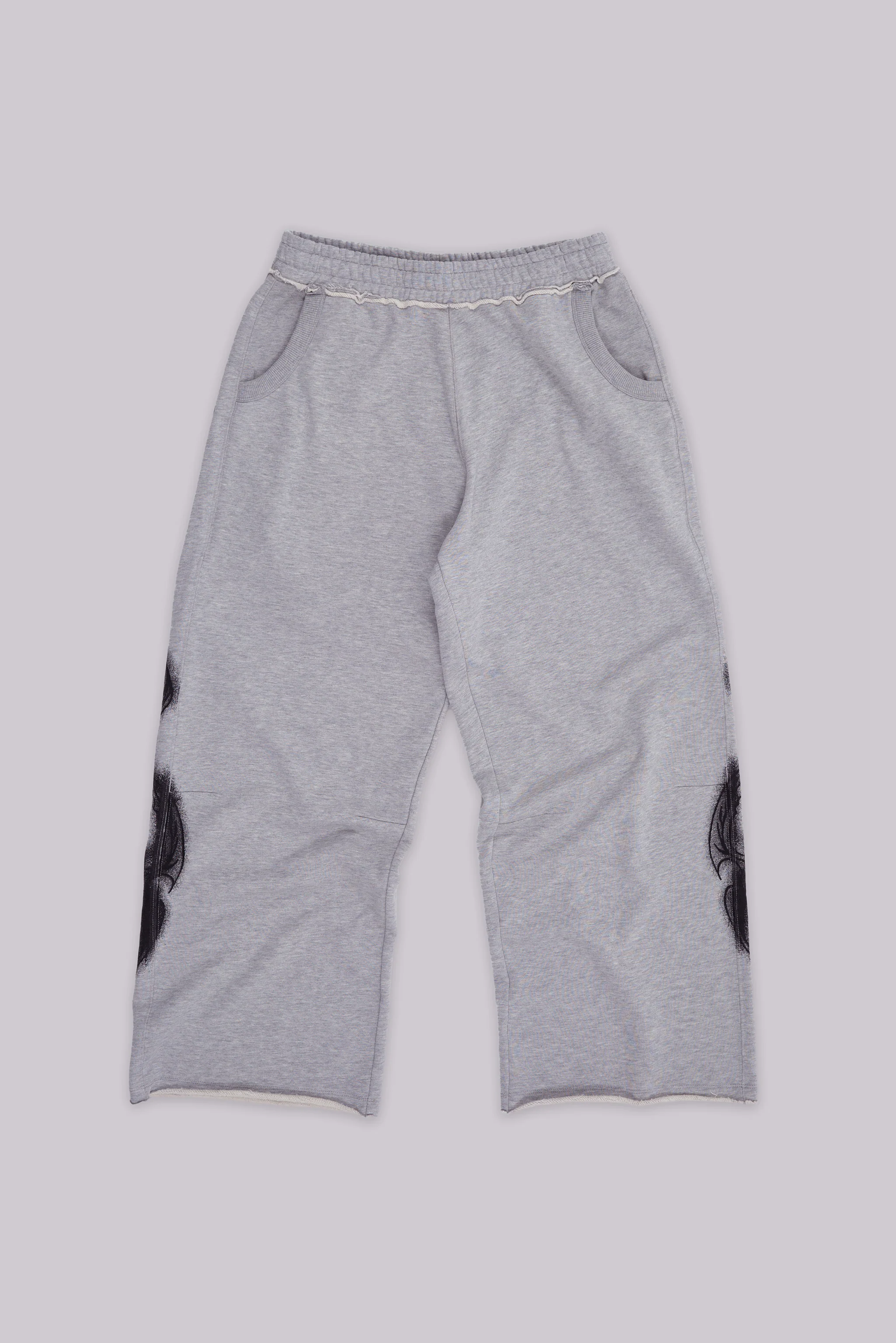 Grey Marl Gothic Print Baggy Monster Joggers - Image 4