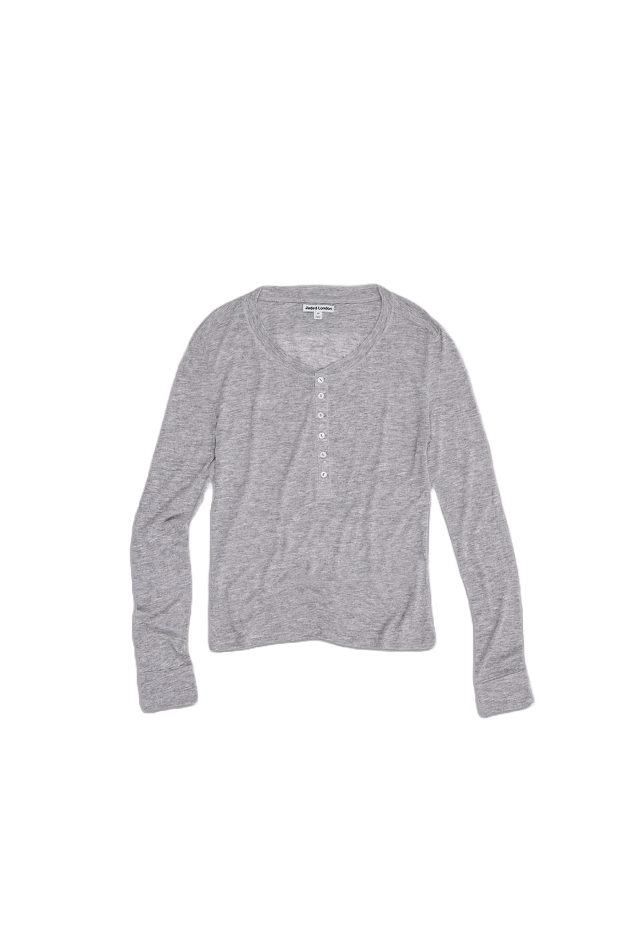 Grey Marl Haze Henley Top - Image 12