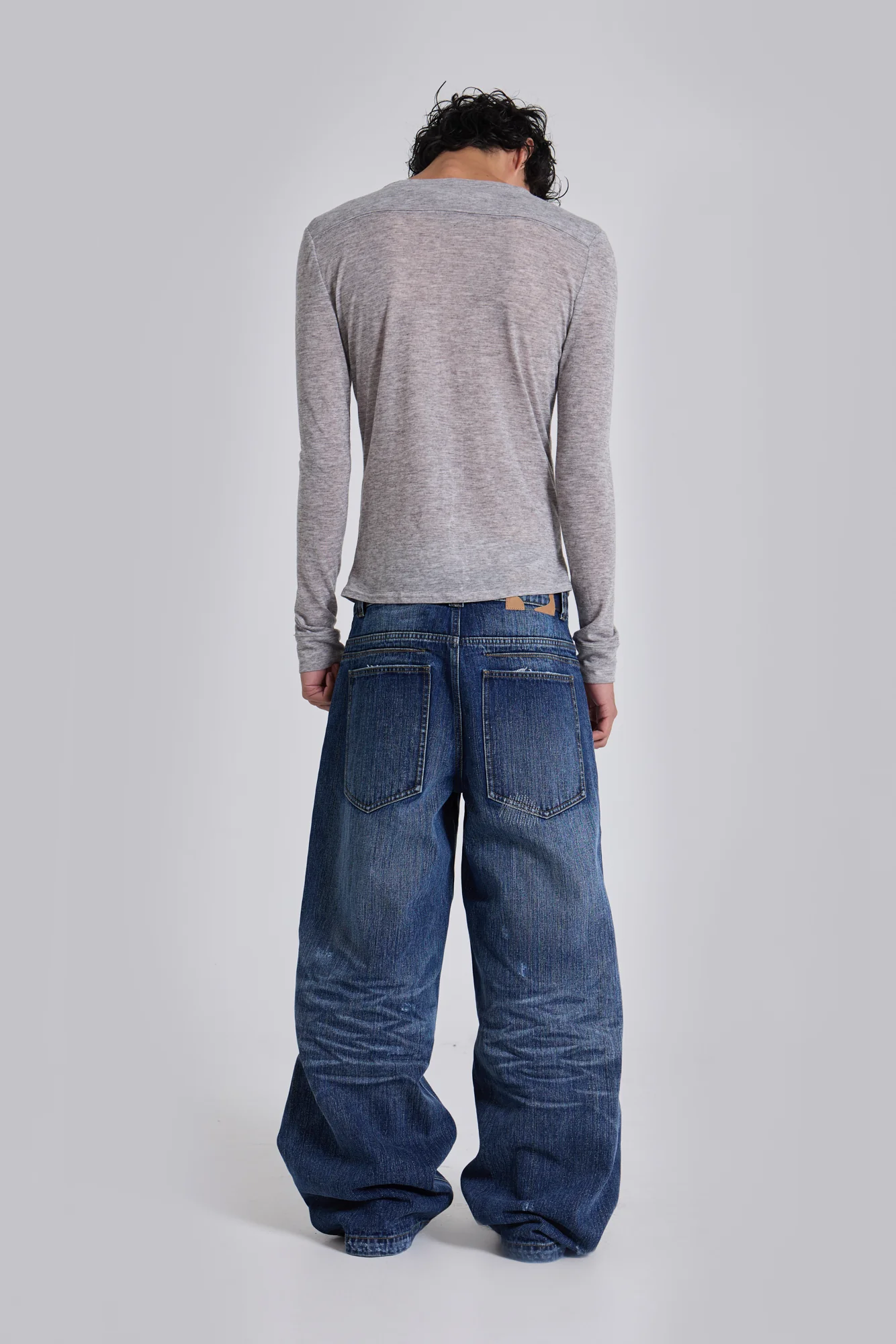 Grey Marl Haze Henley Top - Image 8