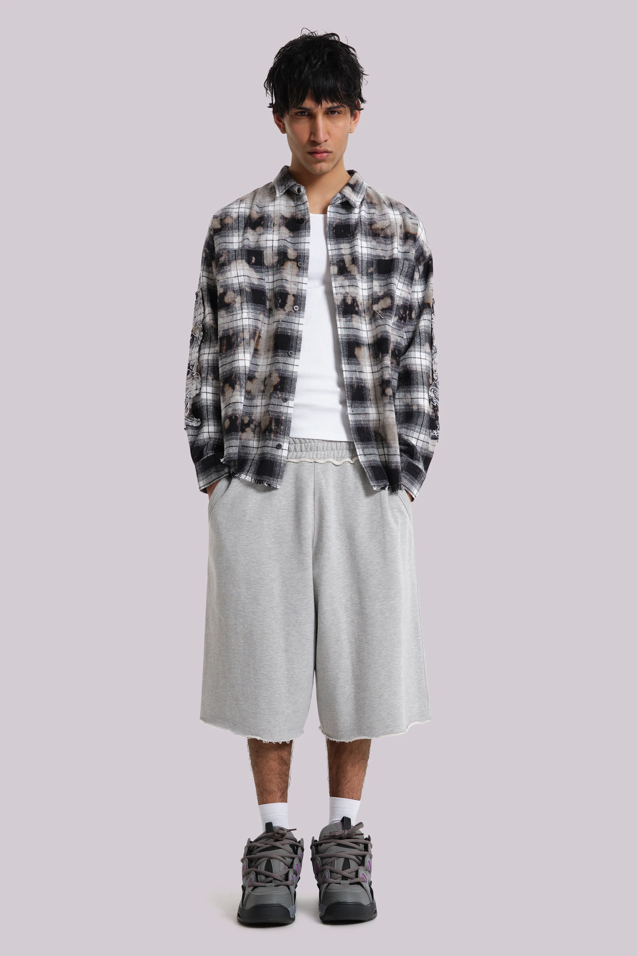 Grey Marl Monster Jogger Baggy Shorts - Image 6