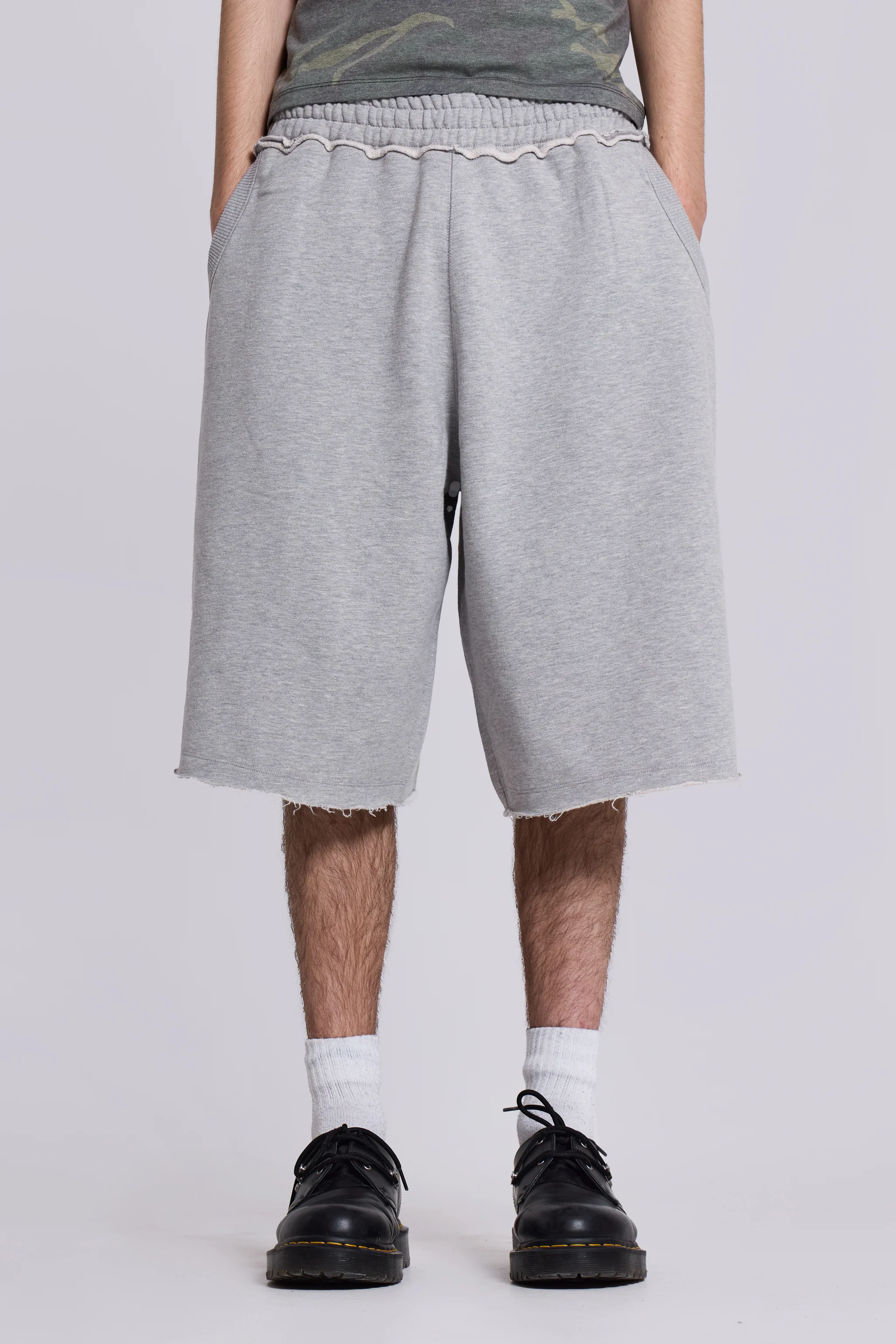 Grey Marl Monster Jogger Baggy Shorts - Image 7
