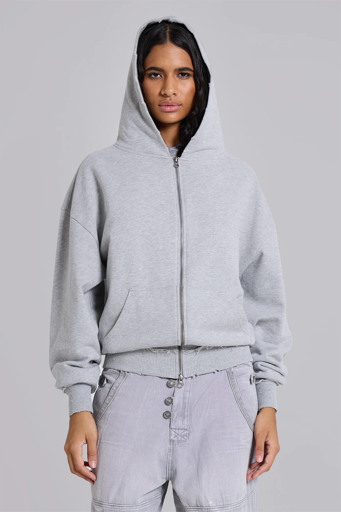 Grey Marl Oversized Monster Hoodie - Image 9