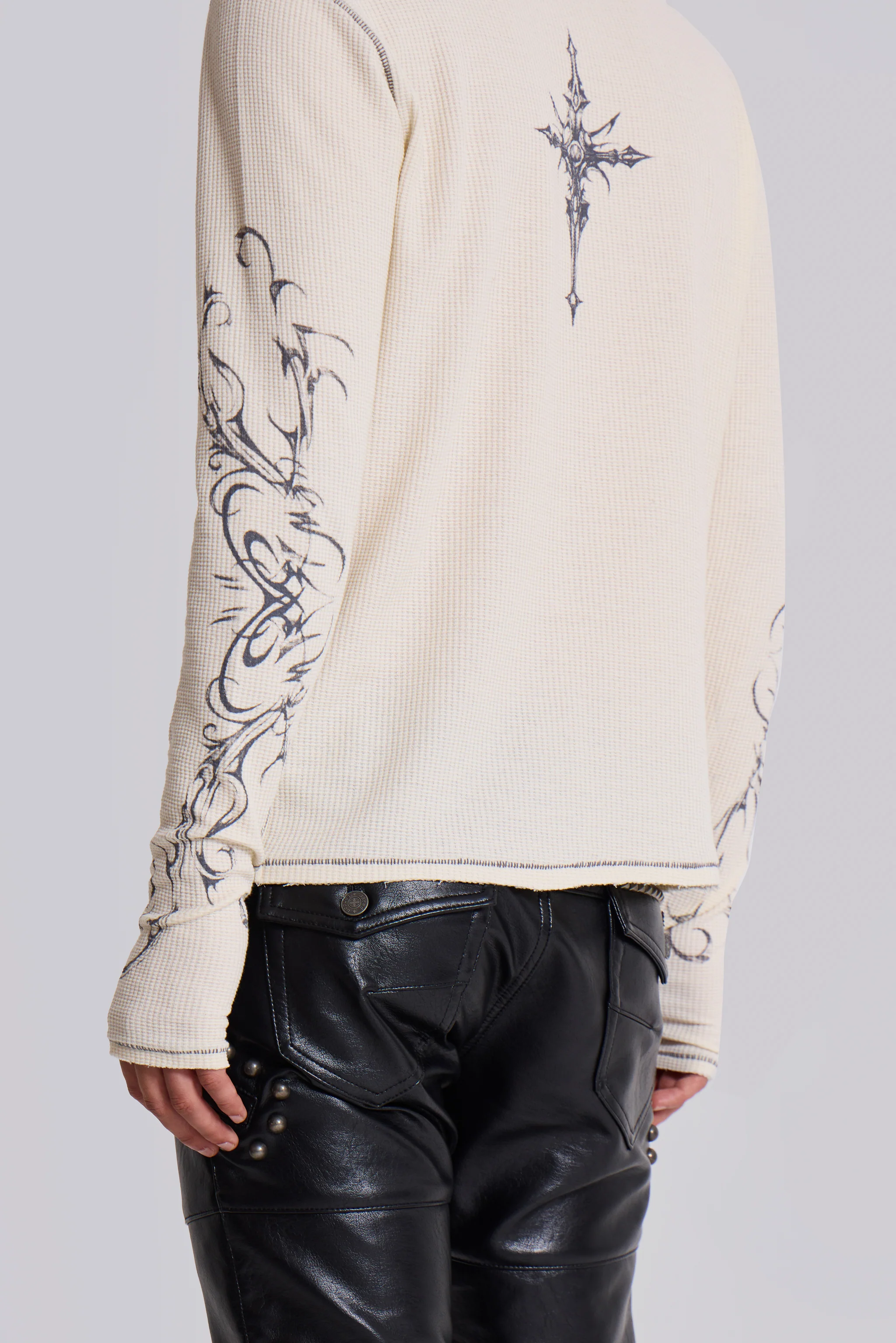 Ines Waffle White Long Sleeve Top - Image 6