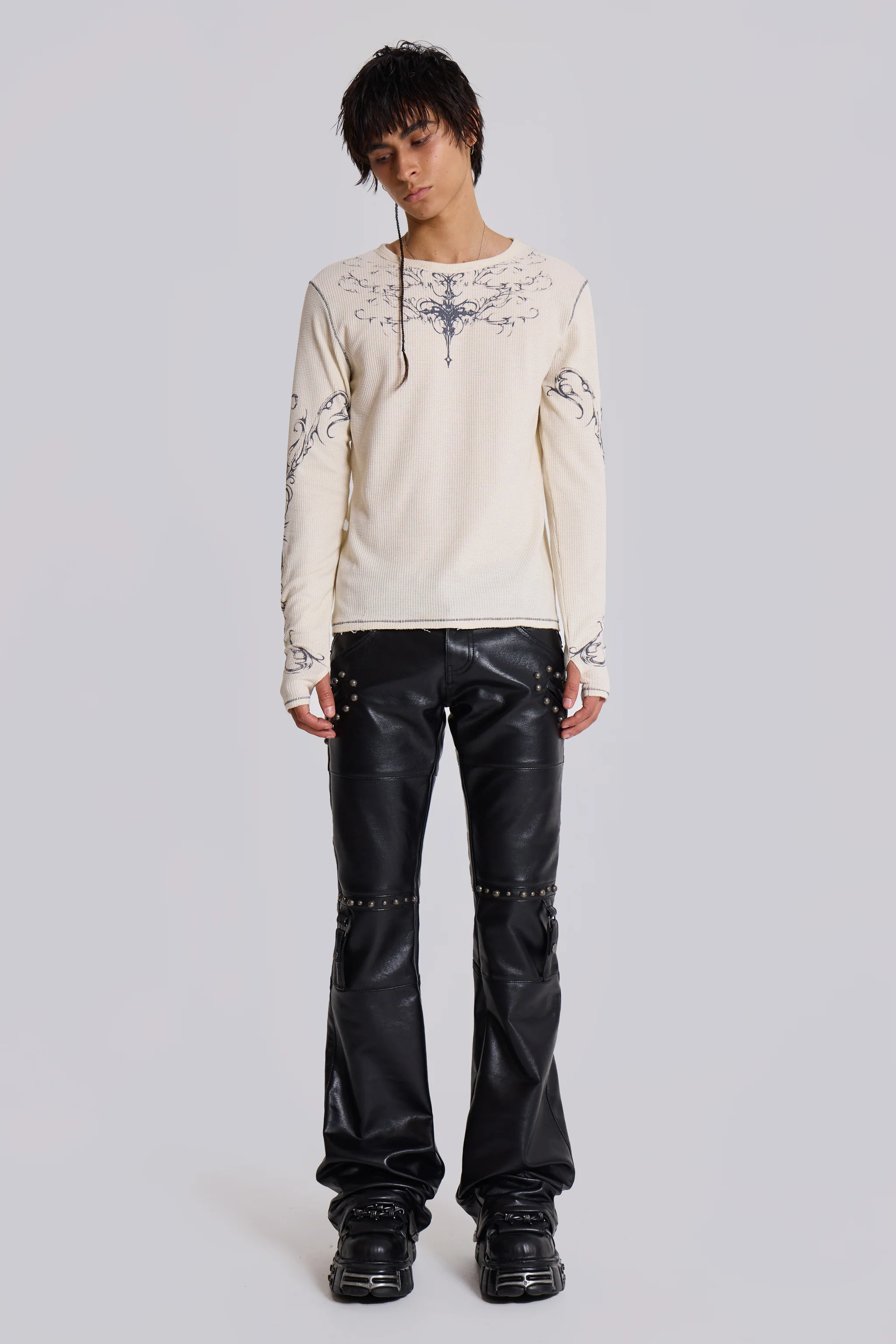 Ines Waffle White Long Sleeve Top - Image 7