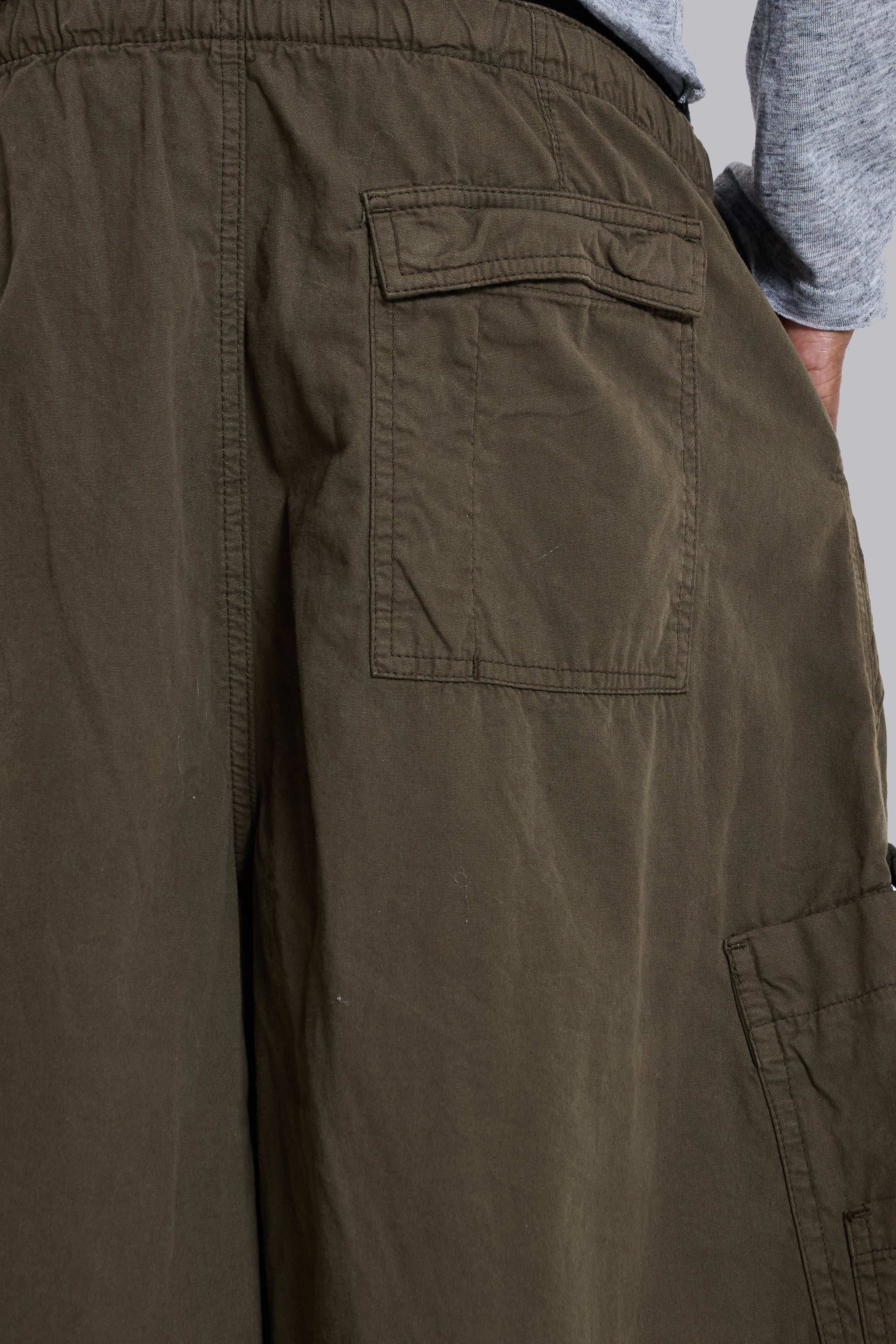 Khaki Parachute Cargo Baggy Shorts - Image 6