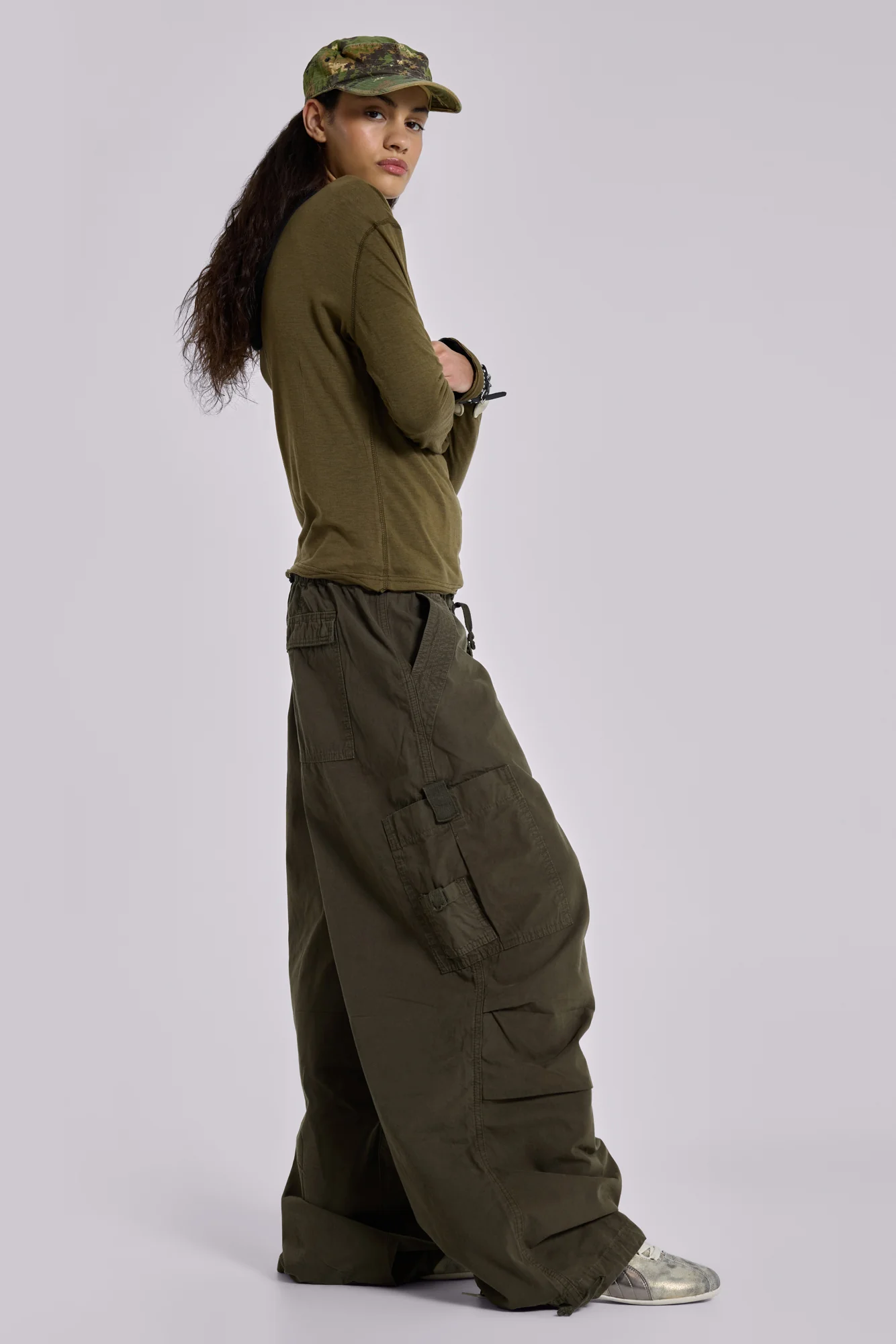 Khaki Parachute Cargo Pants - Image 13