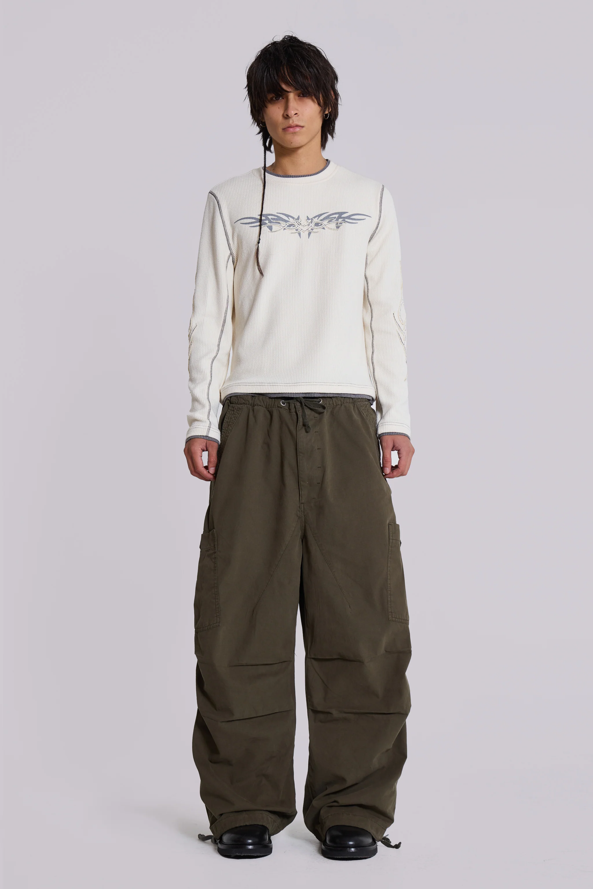 Khaki Parachute Cargo Pants - Image 3