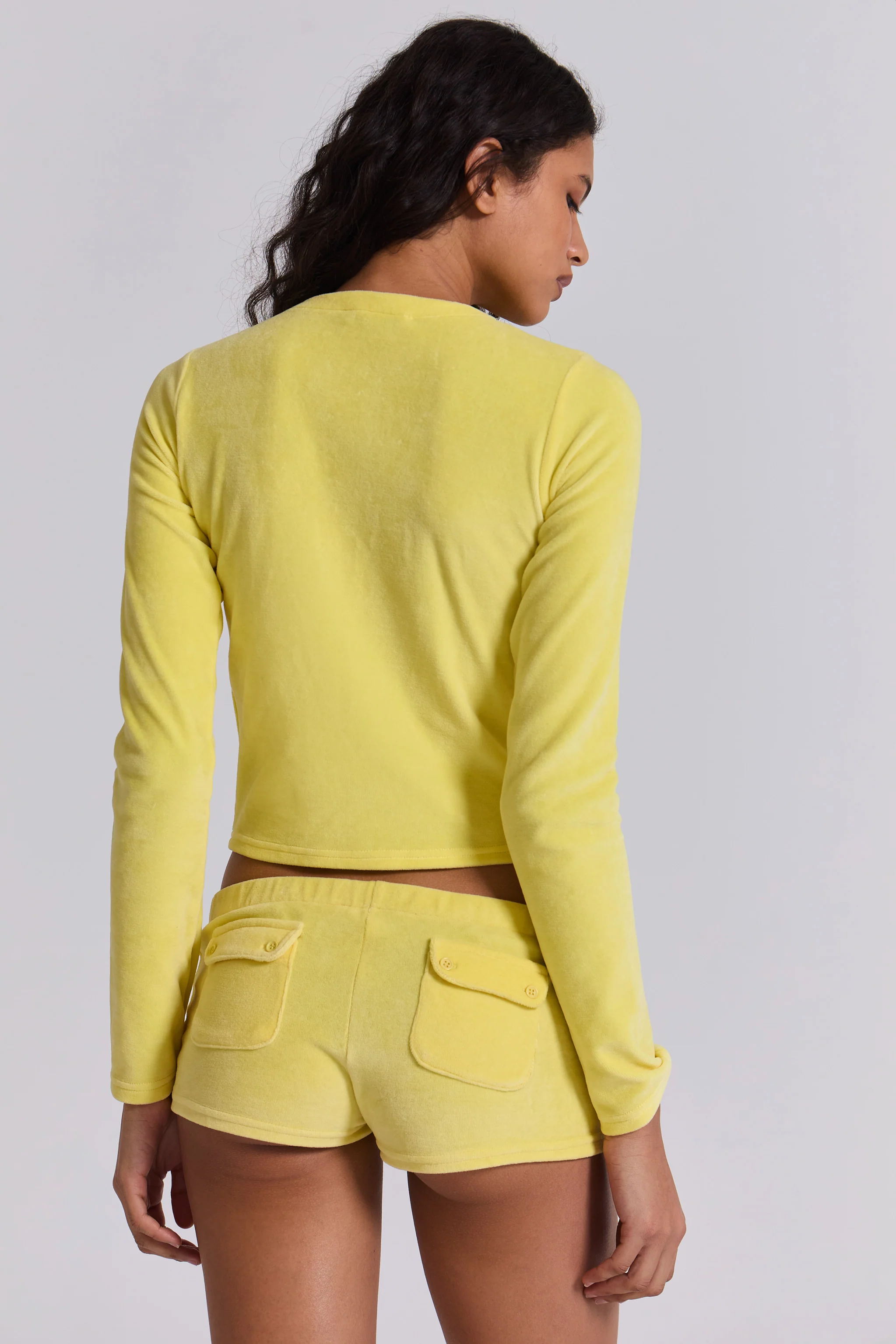 Lemon Velour Mini Shorts - Image 4