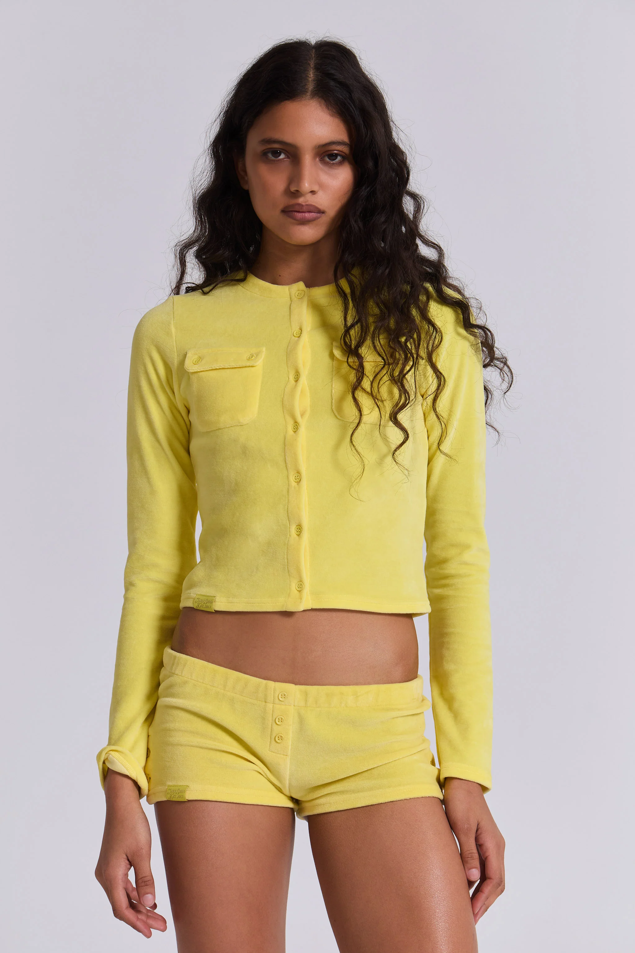Lemon Velour Mini Shorts - Image 5