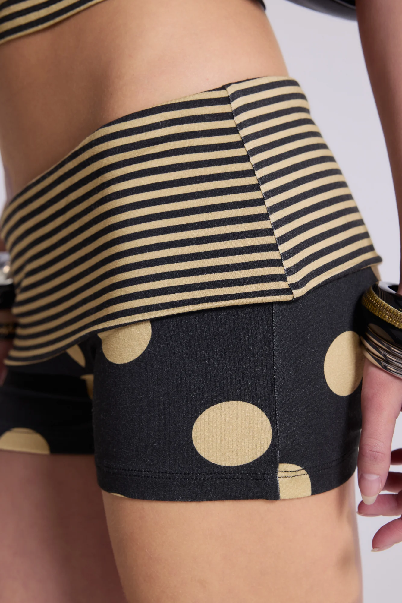 Lola Polkadot Fold Over Waistband Mini Shorts - Image 3