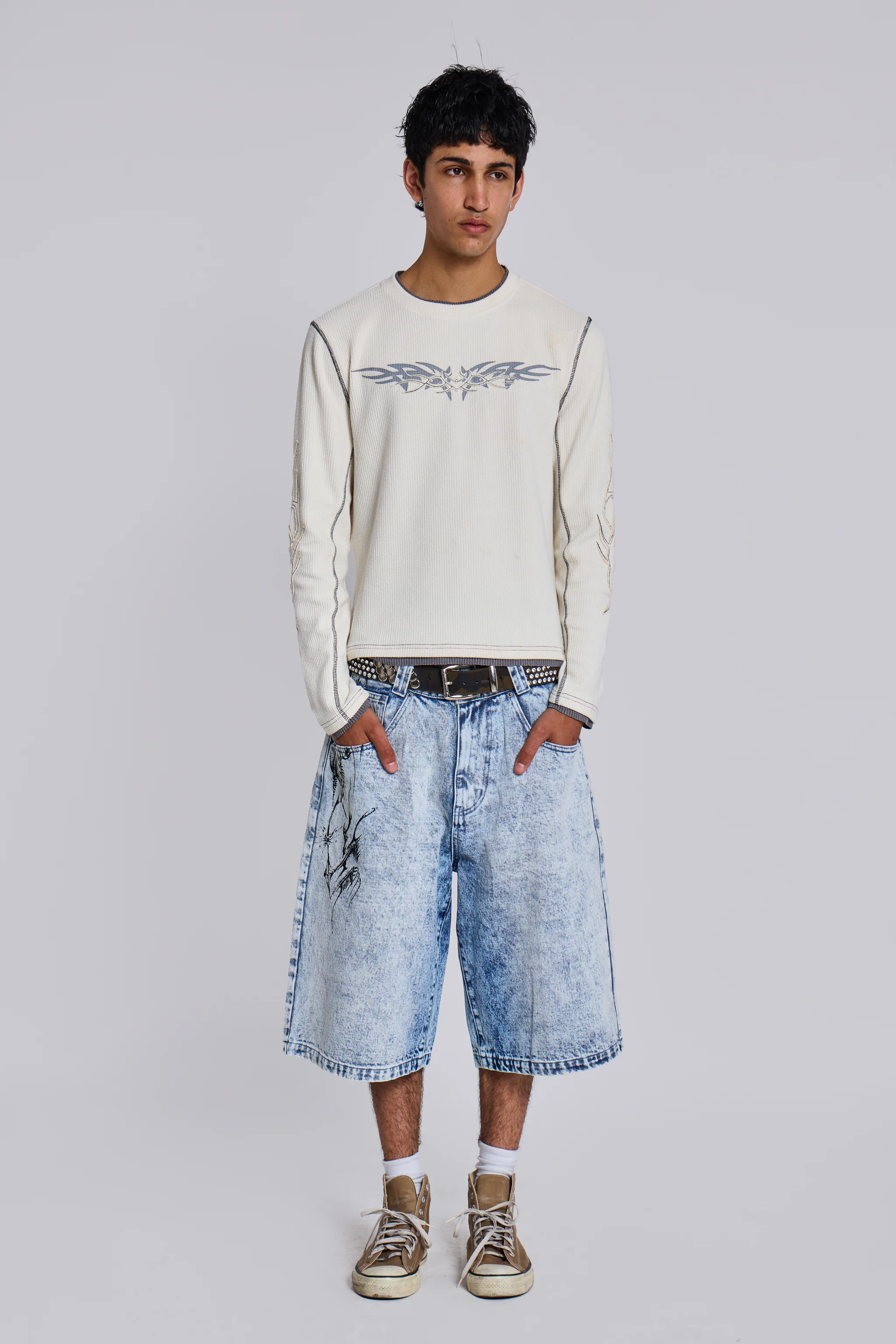 Off White Tattoo Applique Tee - Image 8