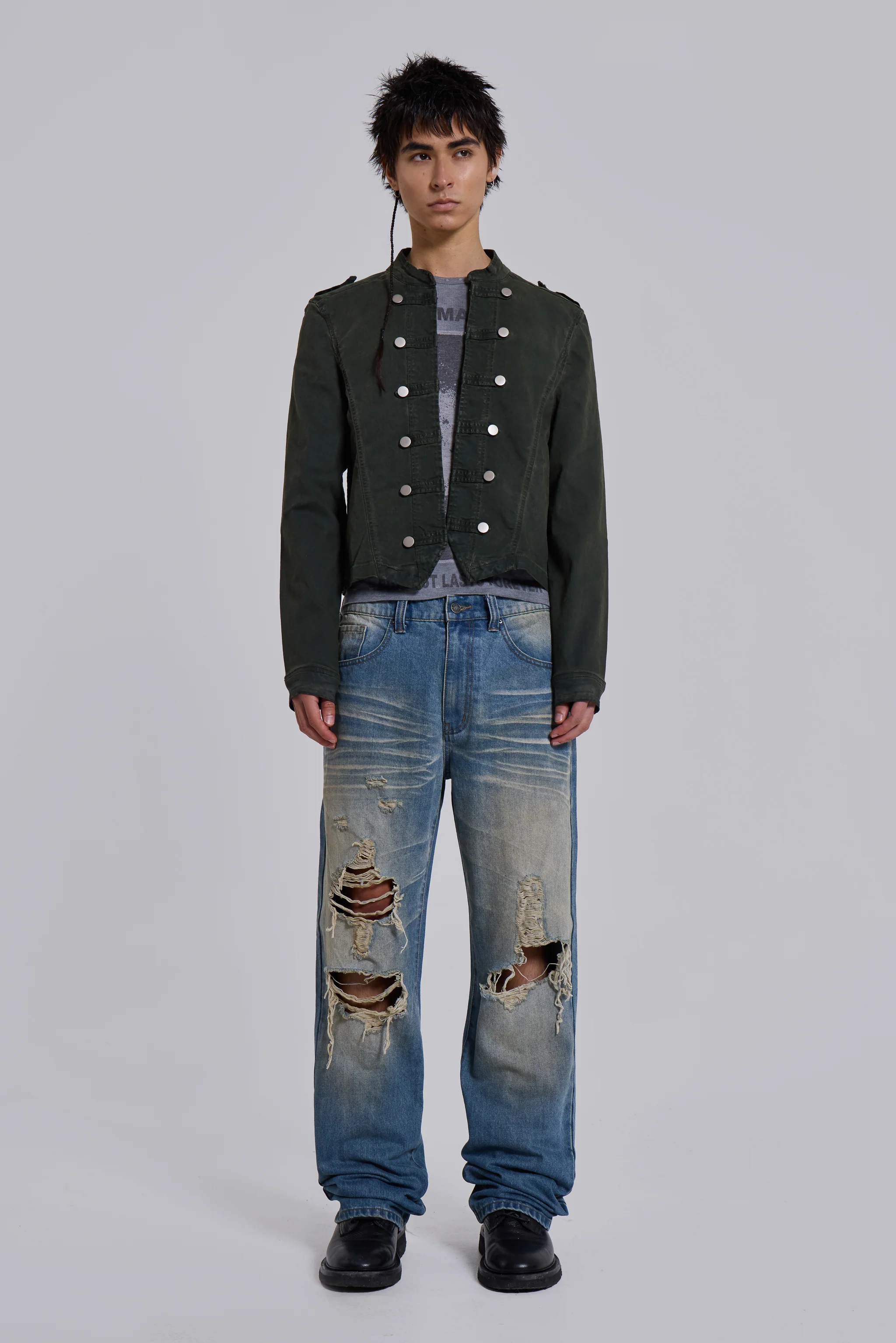 Rebel Military Jacket in Khaki - Image 3