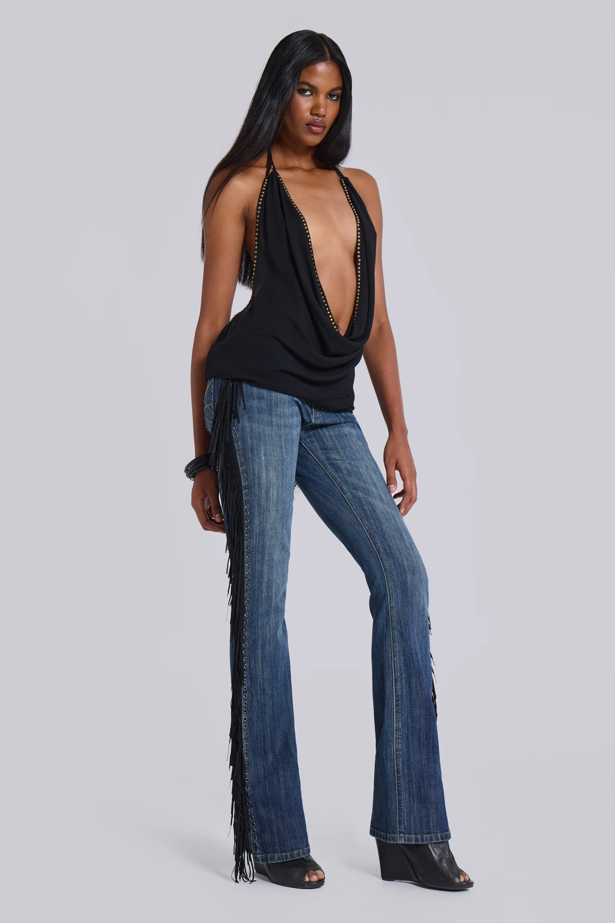 Tatiana Backless Studded Top in Black - Image 6