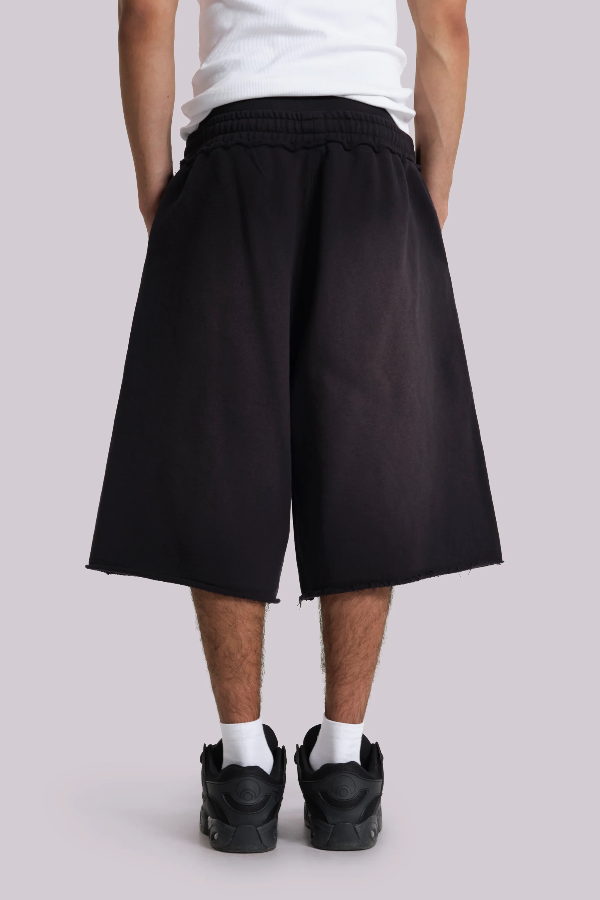 Washed Black Monster Jogger Baggy Shorts - Image 5