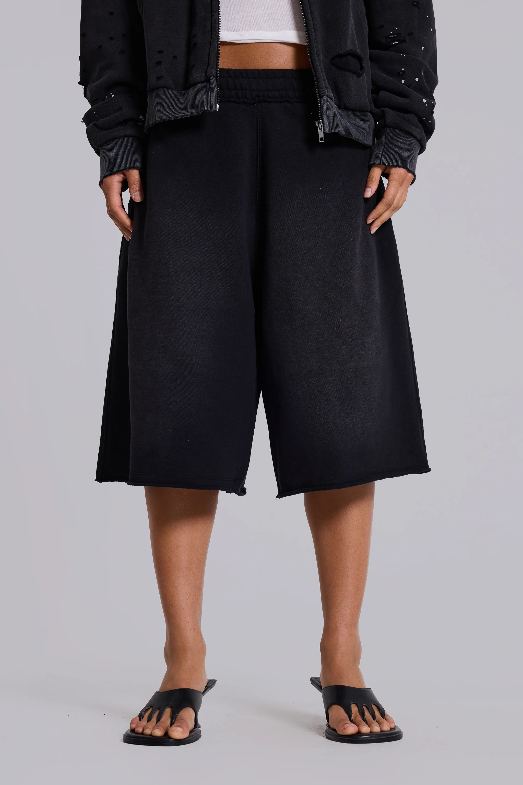 Washed Black Monster Jogger Shorts - Image 3