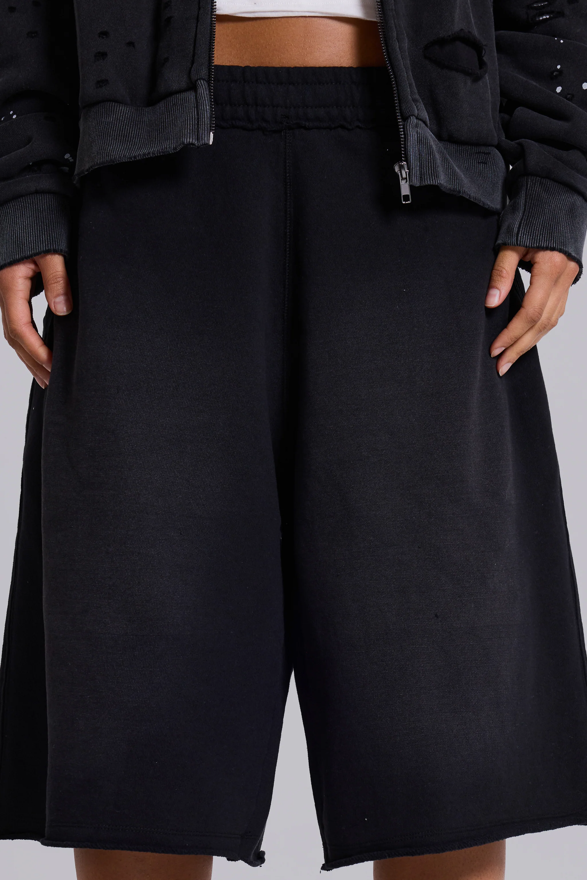 Washed Black Monster Jogger Shorts - Image 5