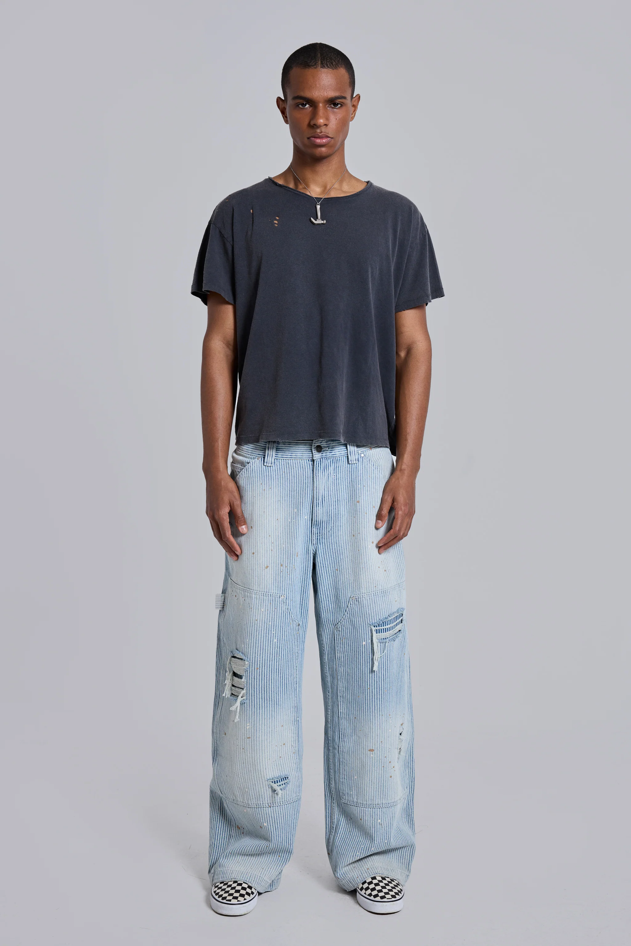Washed Black Cropped Moth T-Shirt - Image 3