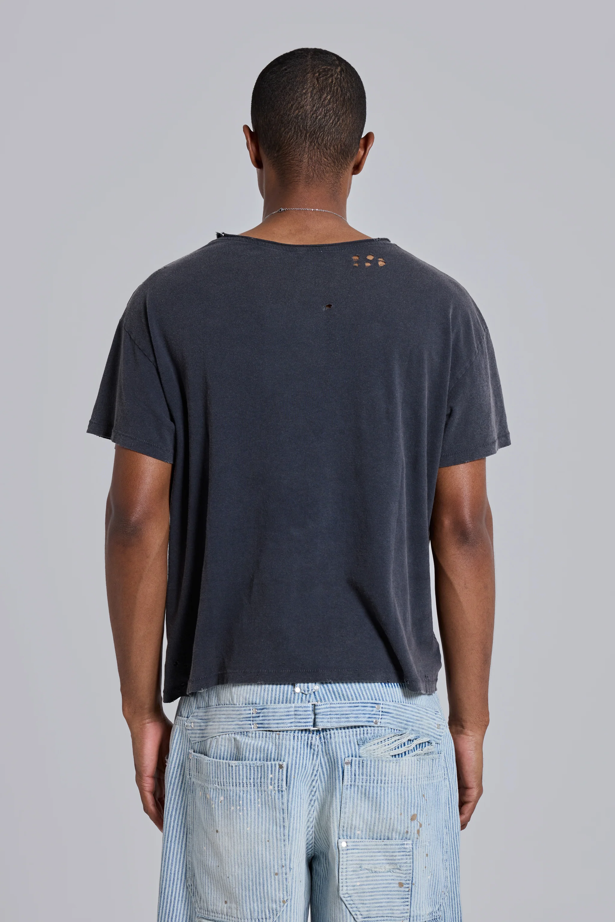 Washed Black Cropped Moth T-Shirt - Image 4