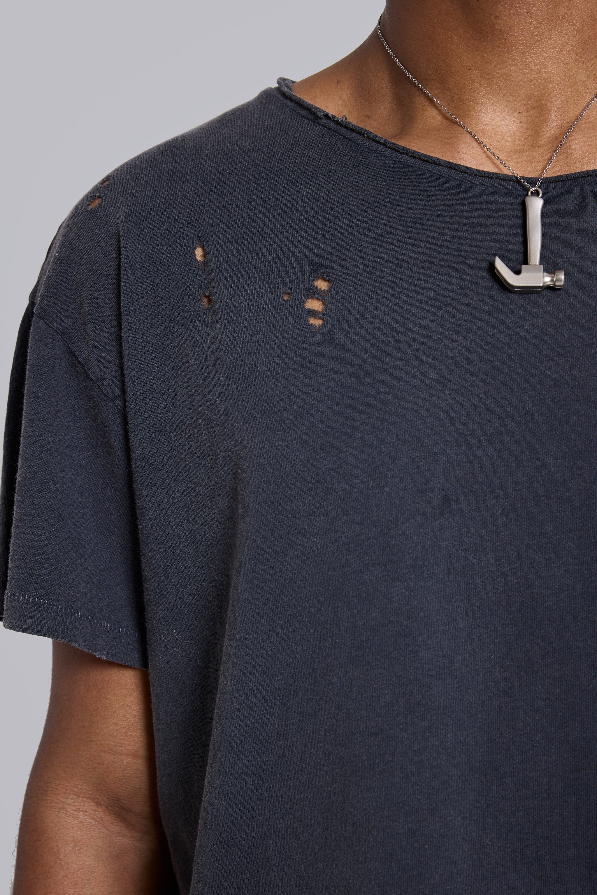 Washed Black Cropped Moth T-Shirt - Image 6
