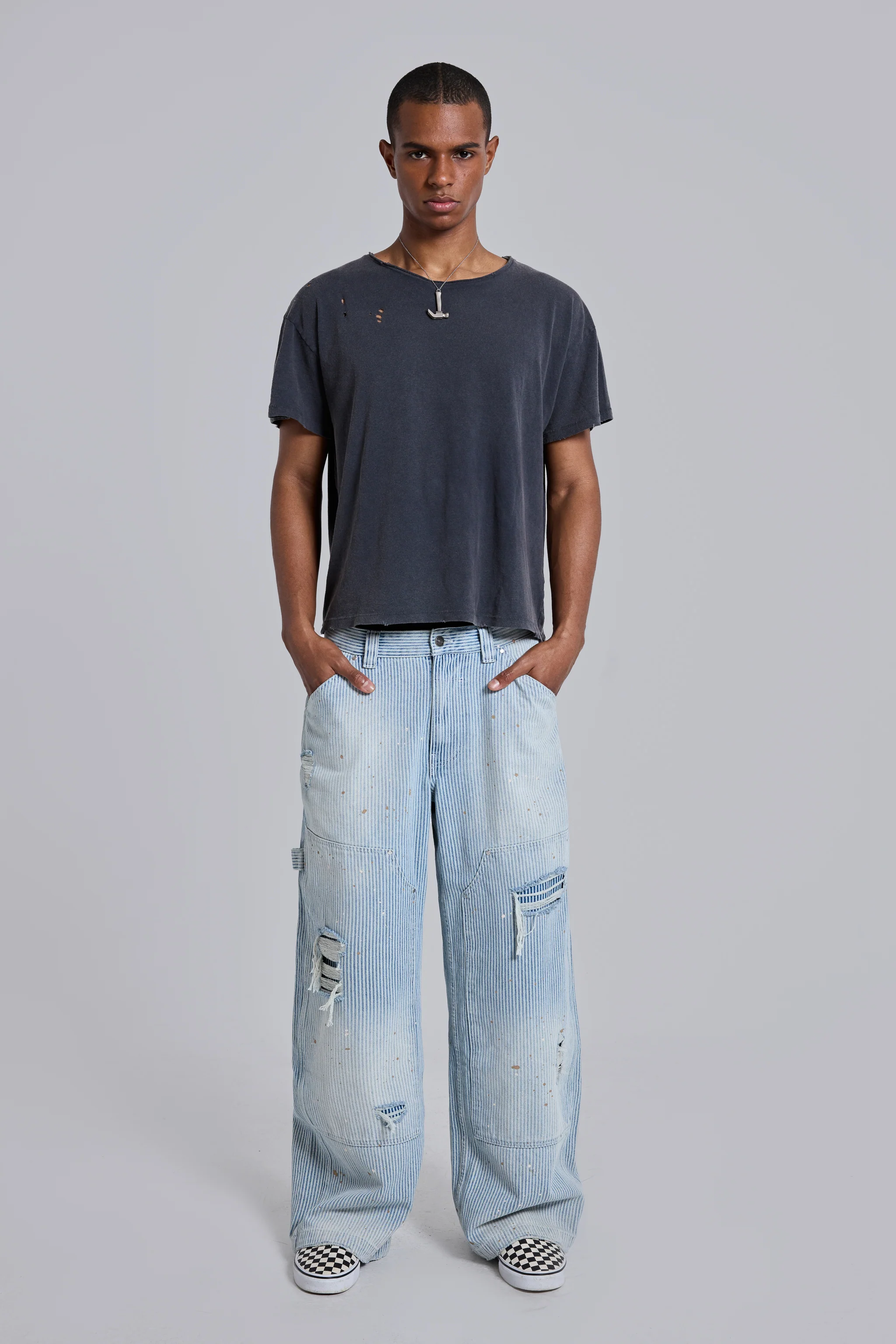 Washed Black Cropped Moth T-Shirt - Image 7