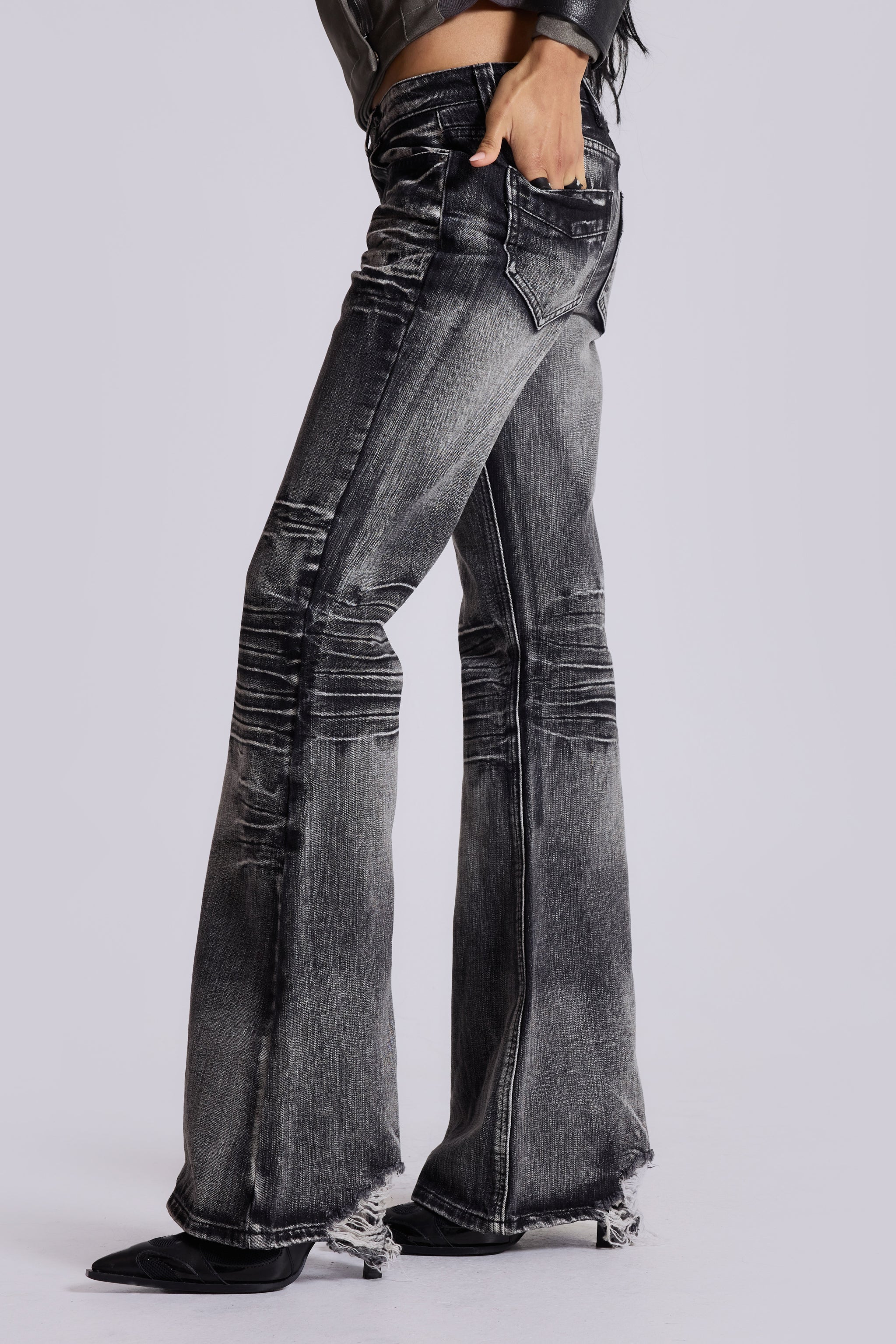 Washed Black Drift Bootcut Jeans - Image 4
