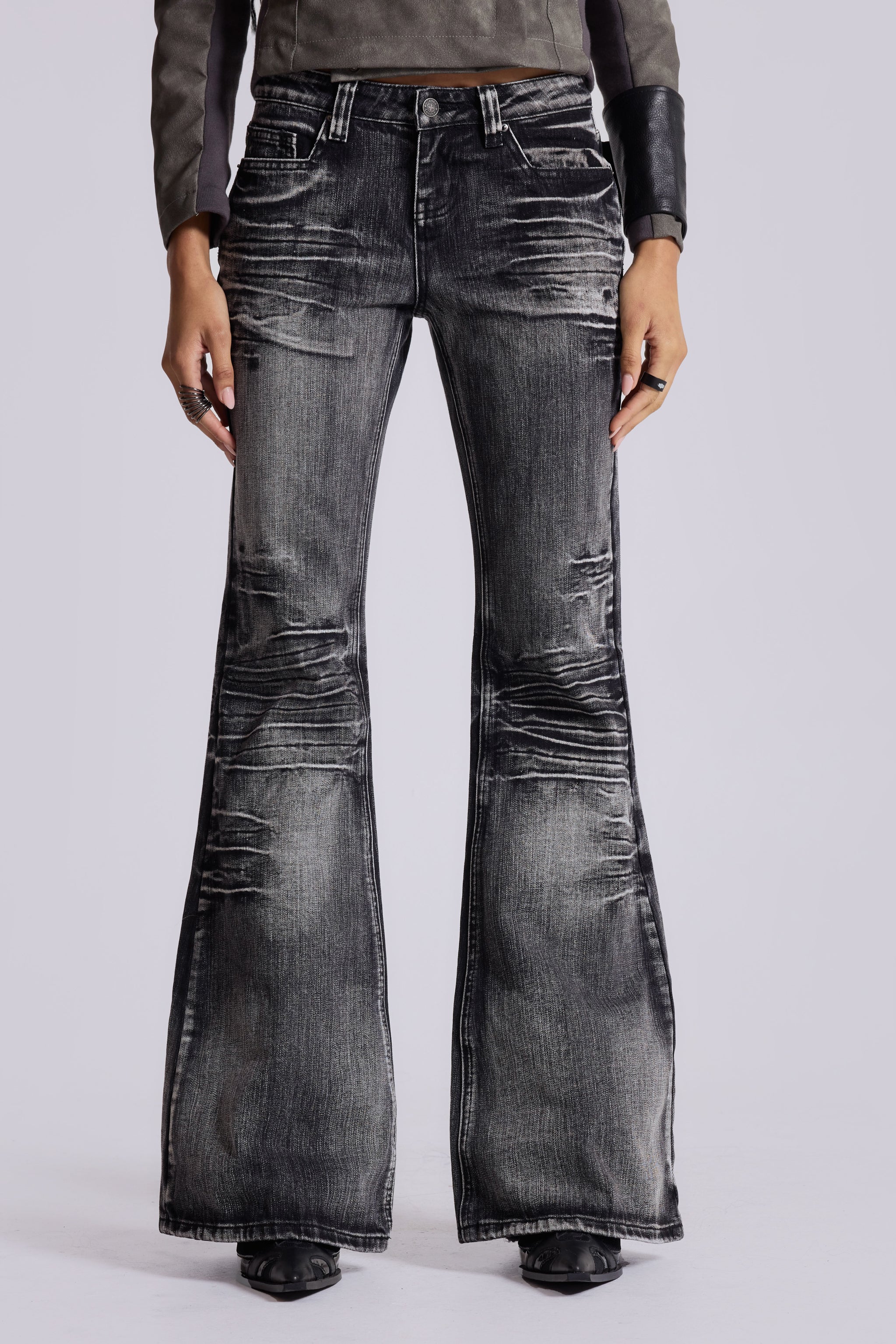 Washed Black Drift Bootcut Jeans - Image 8